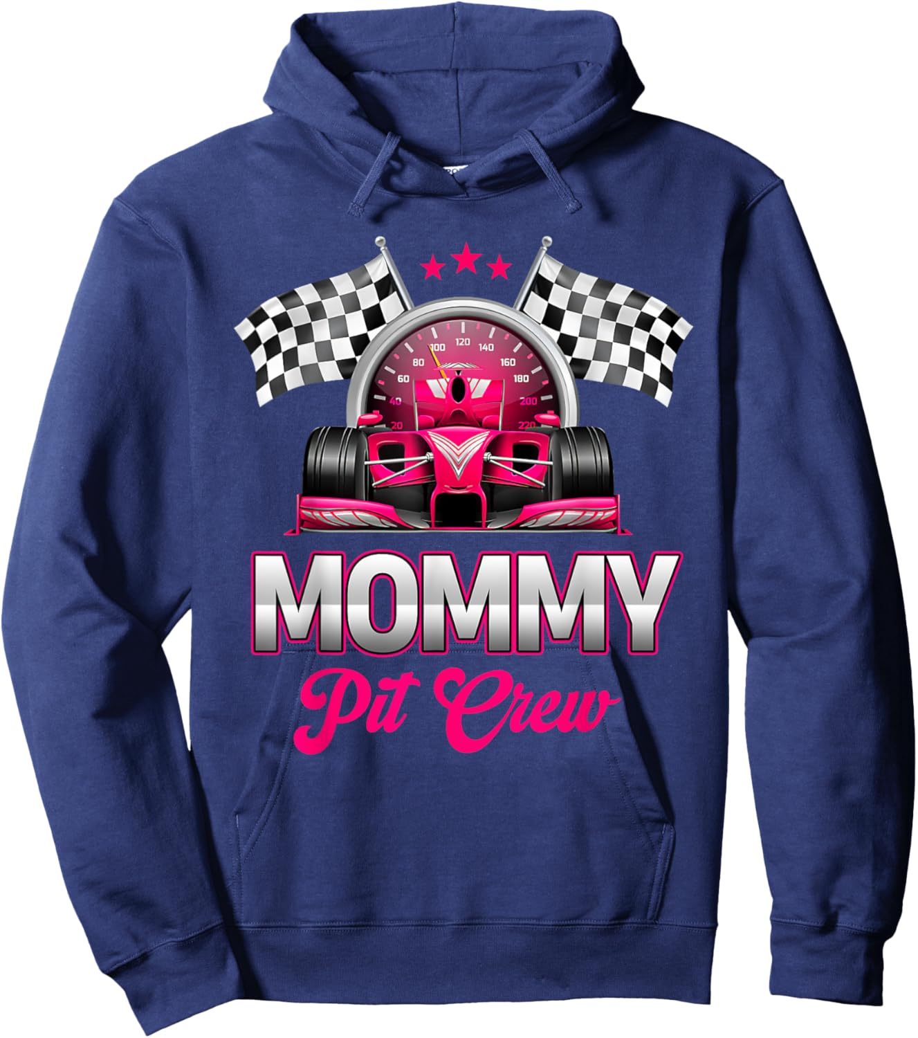 Mommy Pit Crew Race Car Birthday Girl Party Racing Family Hoodie - Hoodie | Navy