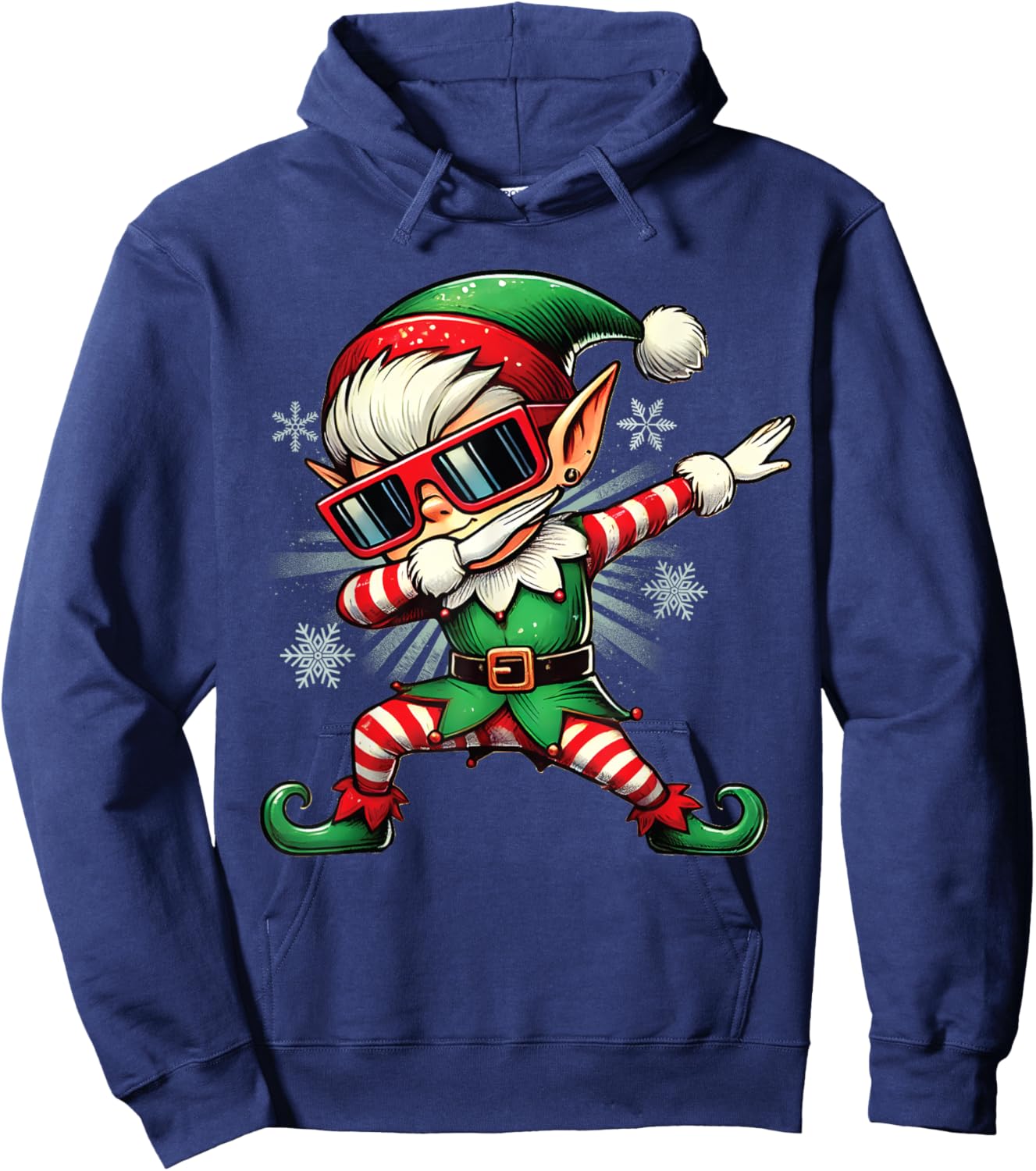 Cool Elf Dabbing Through The Snow Funny Christmas Boys Kids Hoodie - Hoodie | Navy