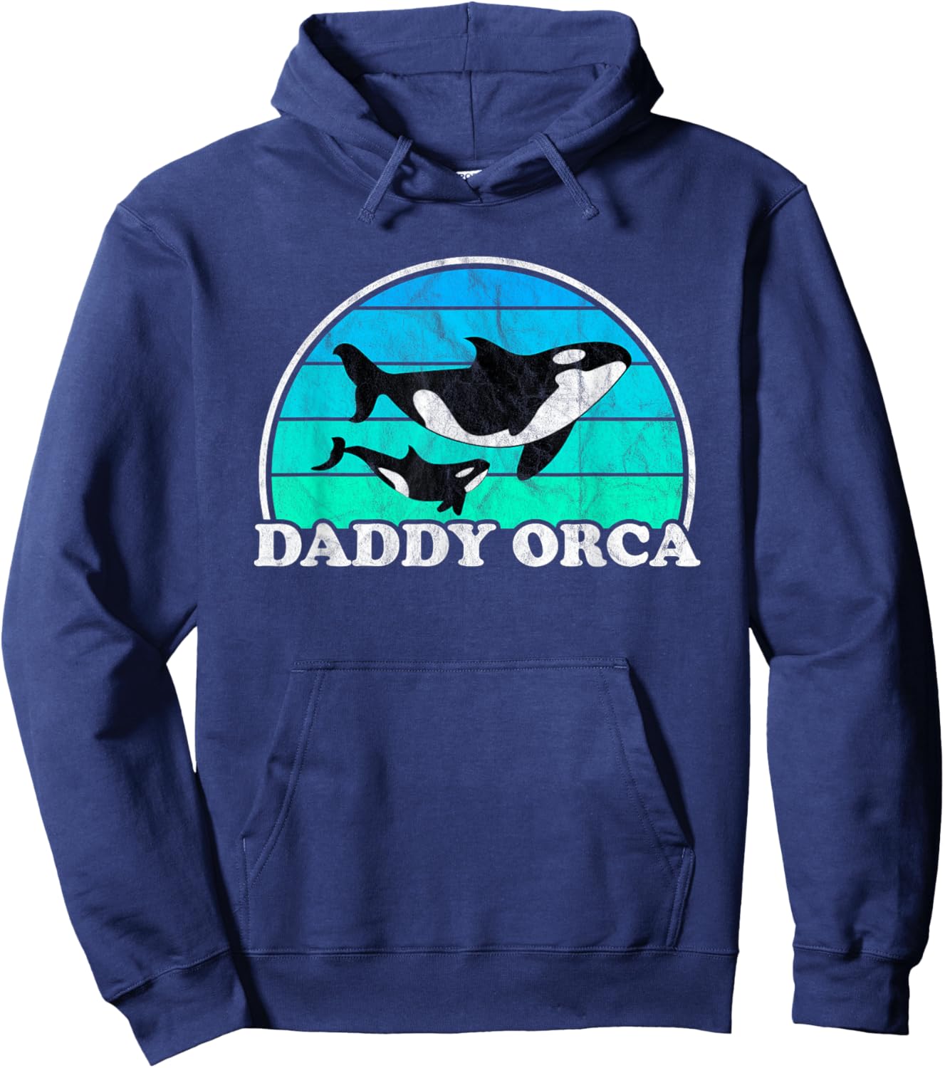 Daddy Orca - Orcas Whale Father Dad Retro Hoodie - Hoodie | Navy