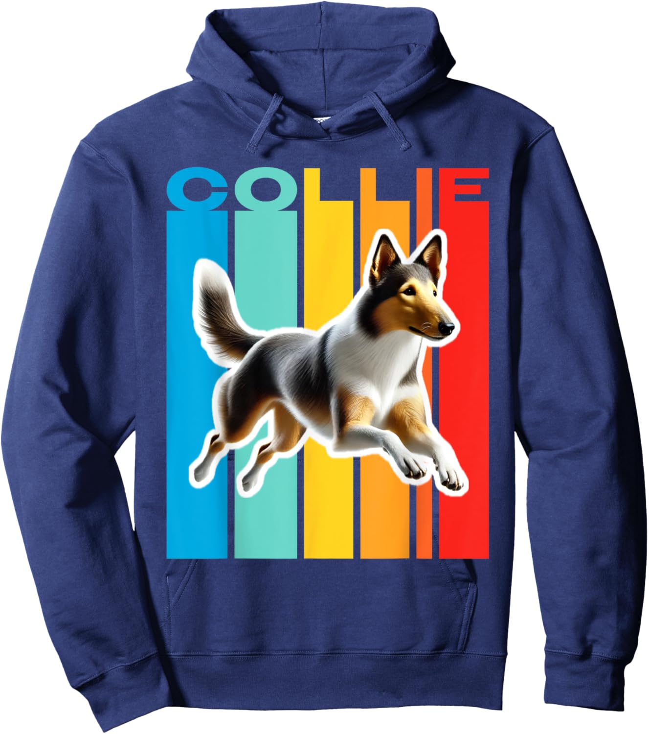 Colorful Smooth Collie Hoodie - Hoodie | Navy