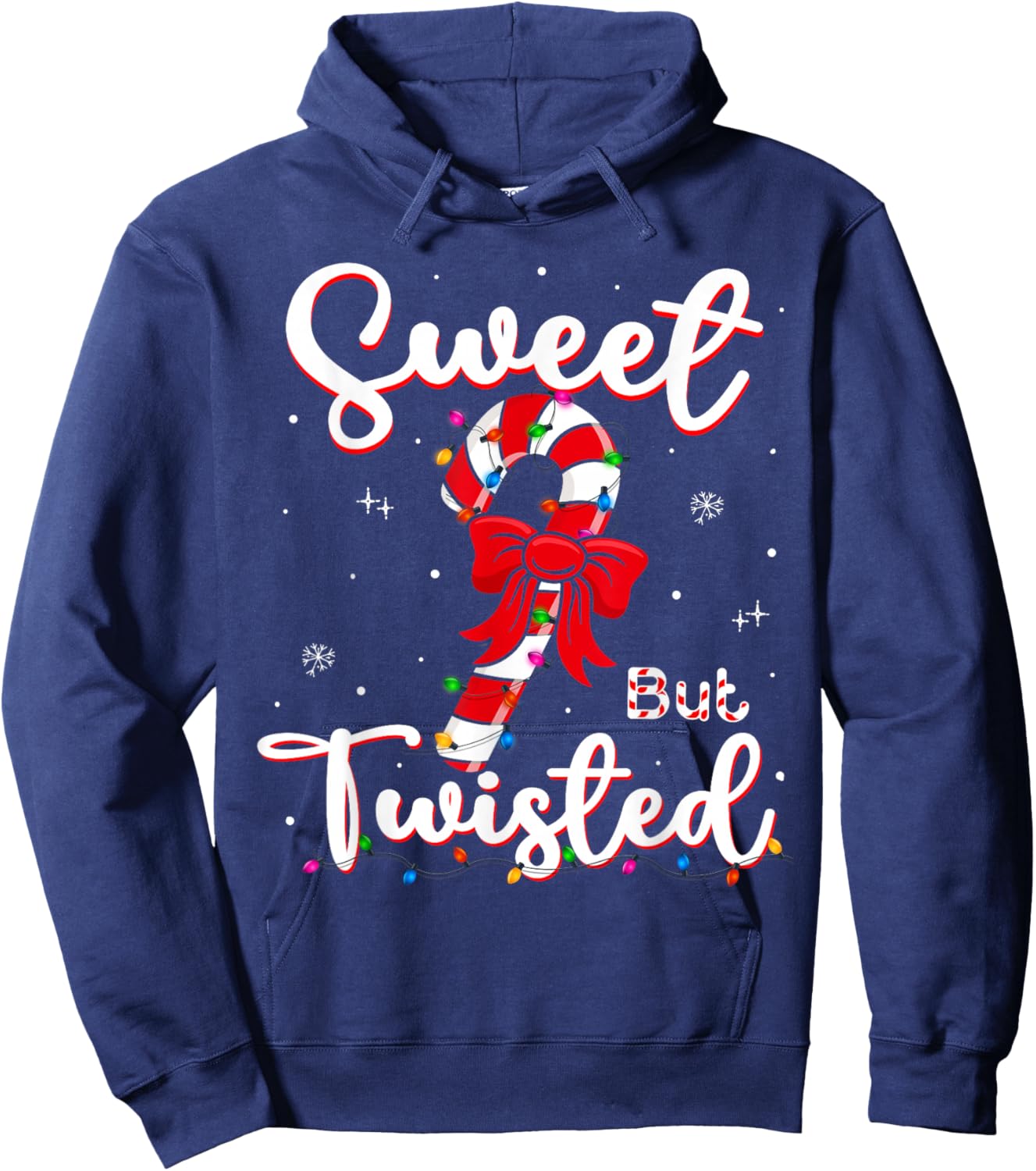 Sweet But Twisted Funny Christmas Candy Cane Xmas Holiday Hoodie - Hoodie | Navy