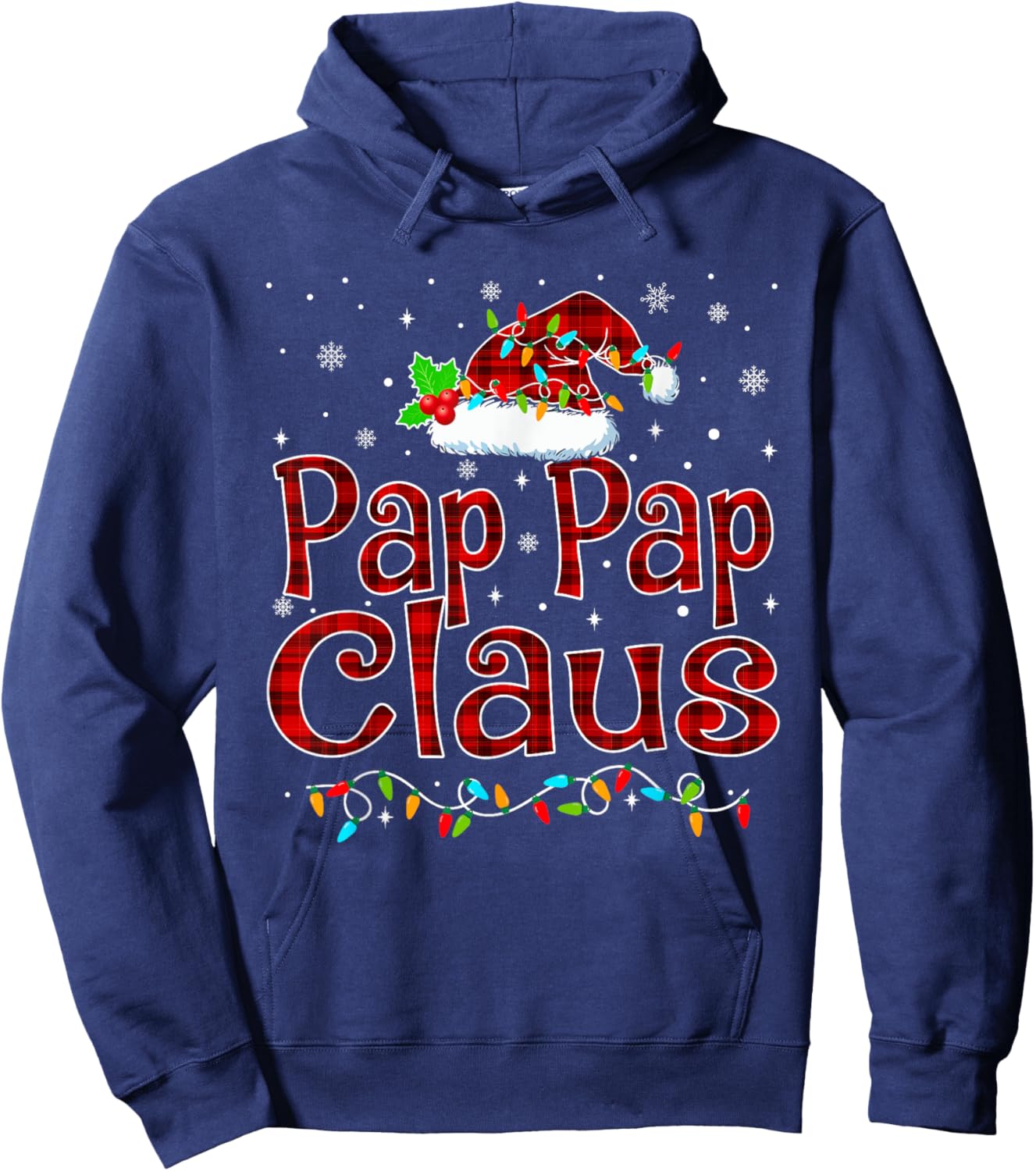 Pap Pap Claus Christmas Pajama Matching Family Xmas Lights Hoodie - Hoodie | Navy