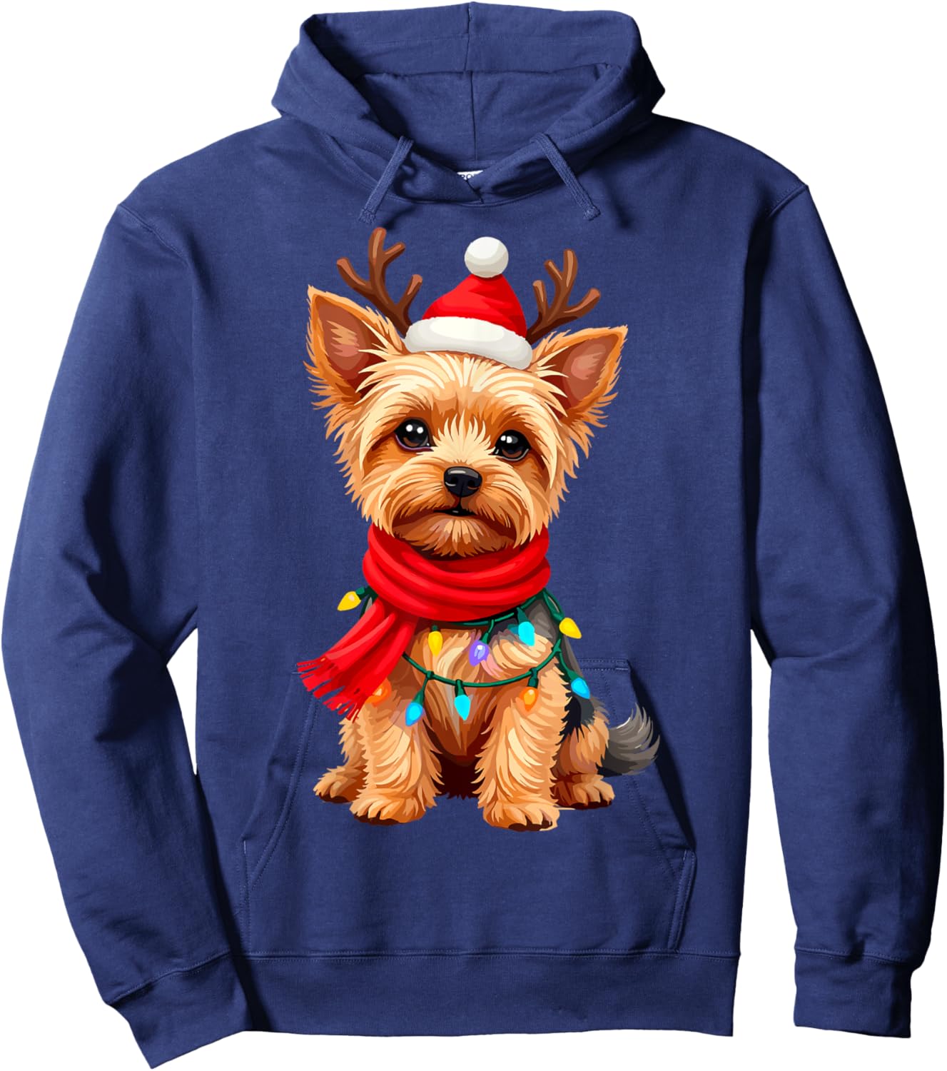 Yorkshire Terrier Santa Reindeer Christmas Yorkie Dog Lover Women Kids Hoodie - Hoodie | Navy
