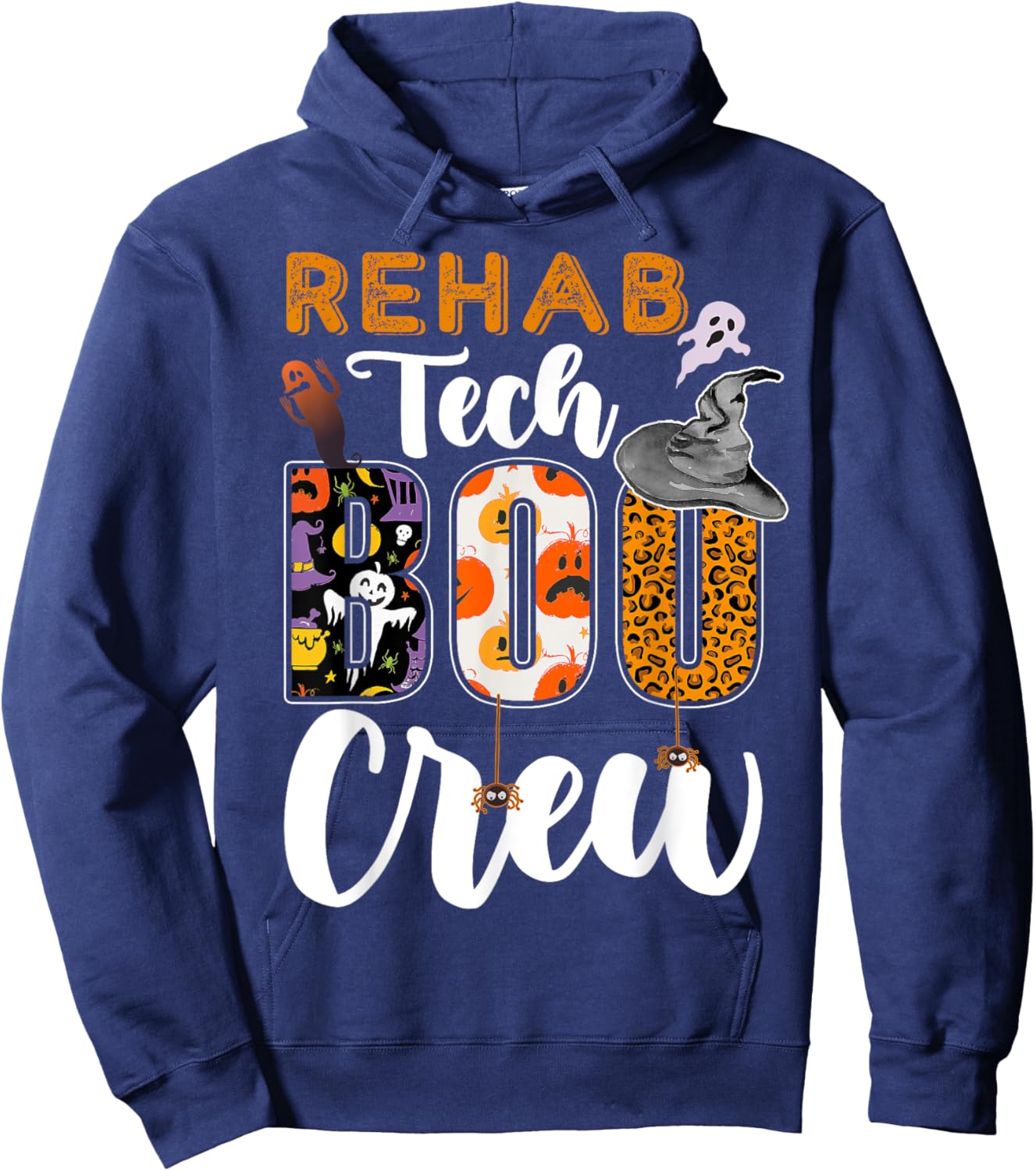 Rehab Tech Boo Crew Halloween Matching Rehabilitation Hoodie - Hoodie | Navy