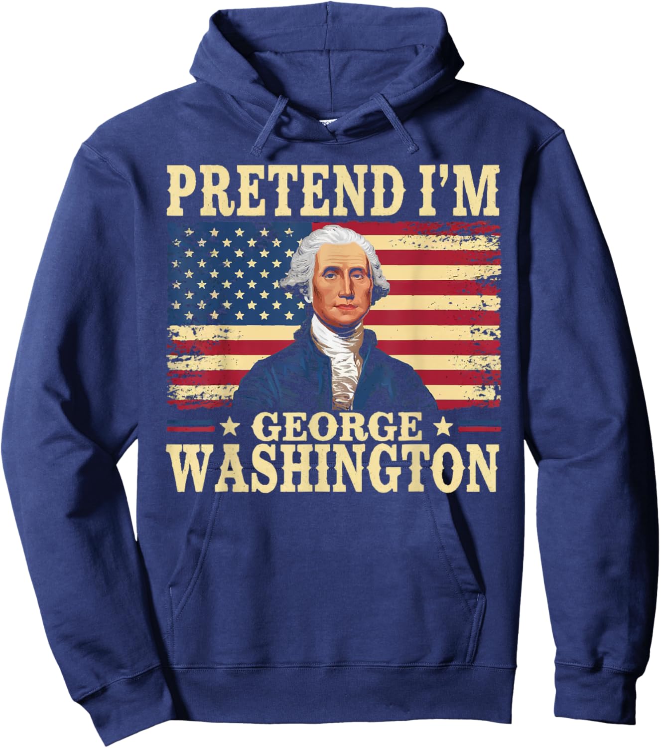 Pretend I'm George Washington Vintage Halloween Costume Hoodie - Hoodie | Navy