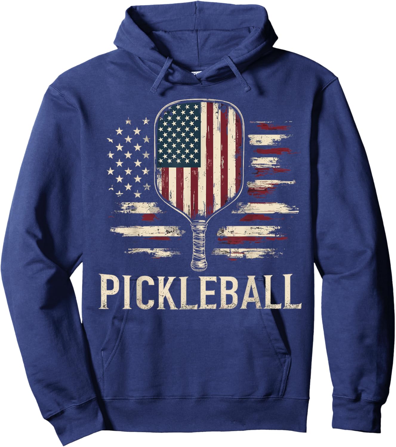 Pickleball Player US Flag Retro Paddleball Hoodie - Hoodie | Navy