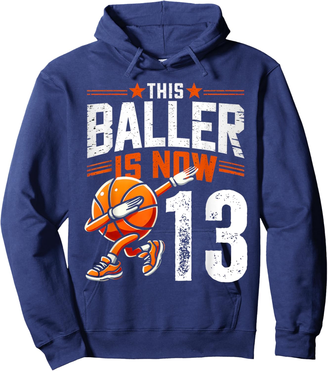 This Baller Is Now 13 Years Old Basketball 13th Birthday Hoodie - Hoodie | Navy