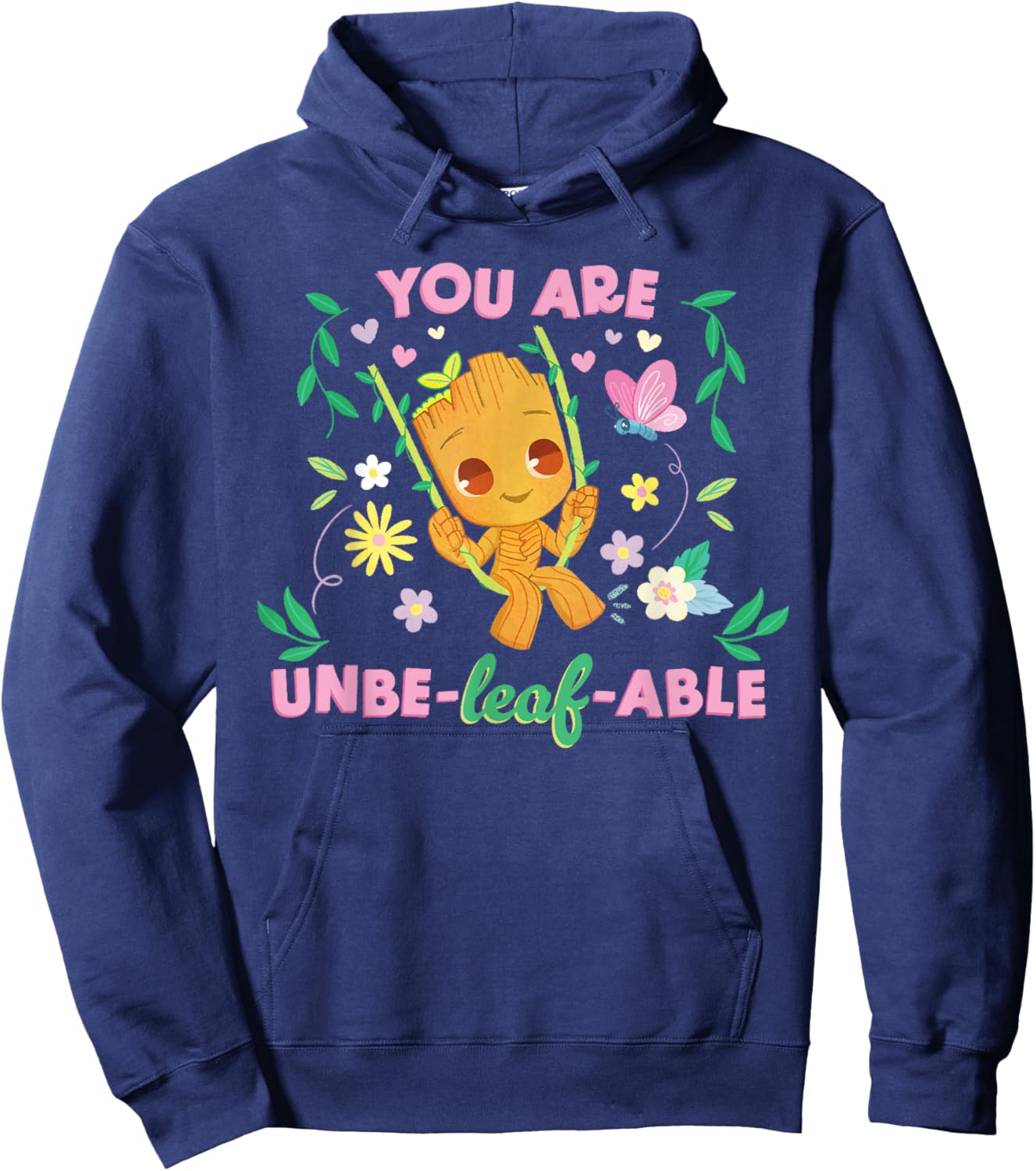 Marvel Valentine’s Day Spring Groot You are Unbe-LEAF-able Hoodie - Hoodie | Navy
