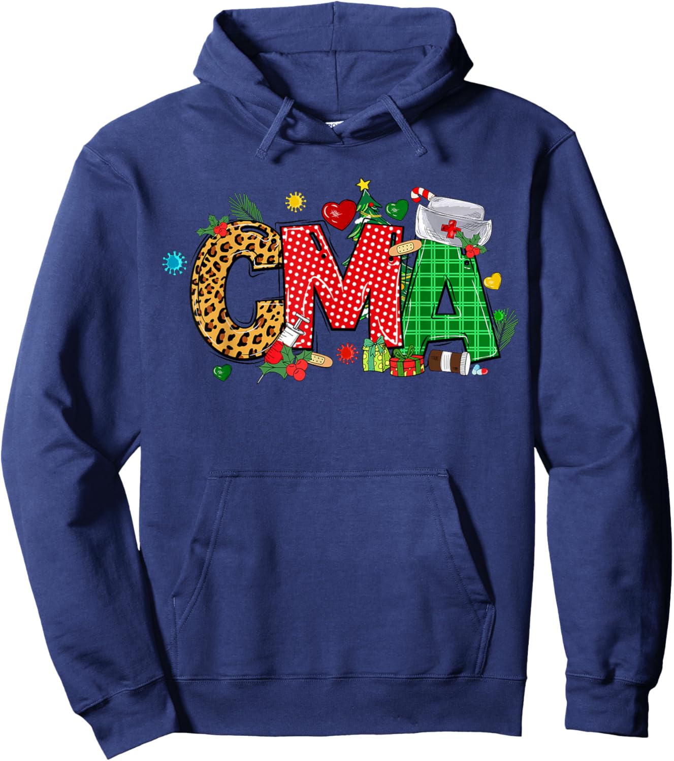Barefoot Gang Nurse Life Merry Christmas CMA Certified Medical Assistant Hoodie - Hoodie | Navy