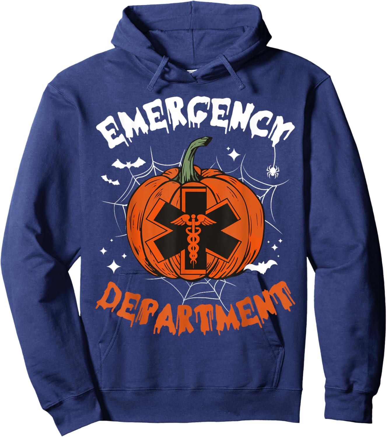 Cute Emergency Department Spooky Season Pumpkin Halloween Hoodie - Hoodie | Navy