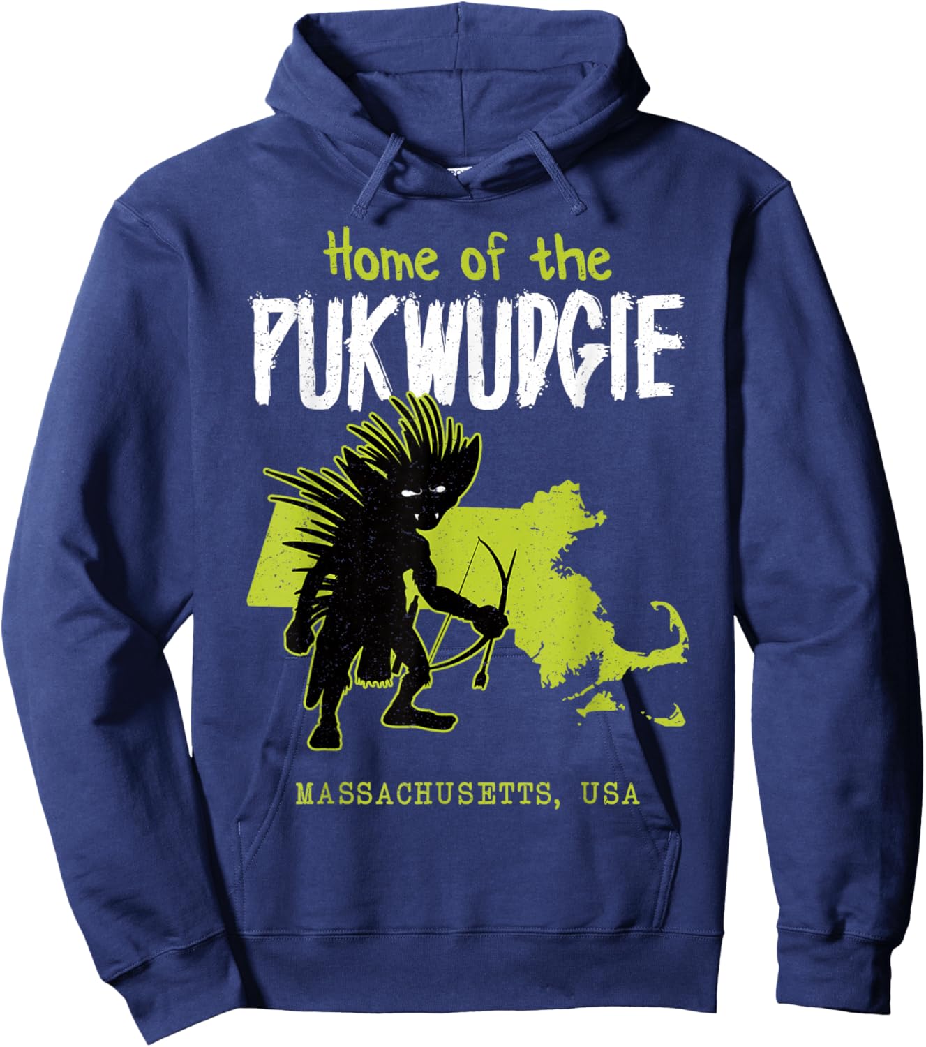 Home Of The Pukwudgie Massachusetts State American Cryptid Hoodie - Hoodie | Navy