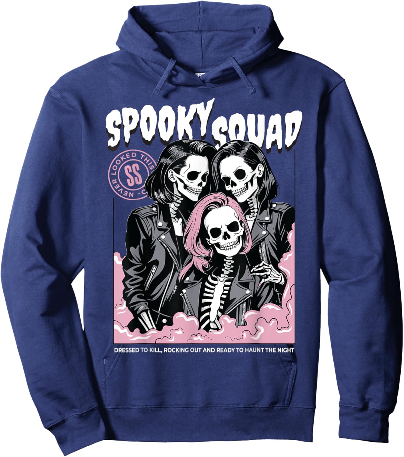 Spooky Squad Skeleton Matching Halloween Group Women Girls Hoodie - Hoodie | Navy