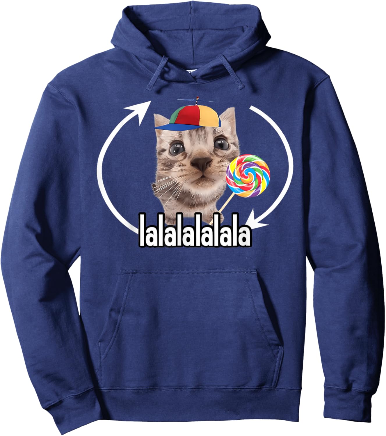 Silly Cat With Lollipop Meme Hoodie - Hoodie | Navy