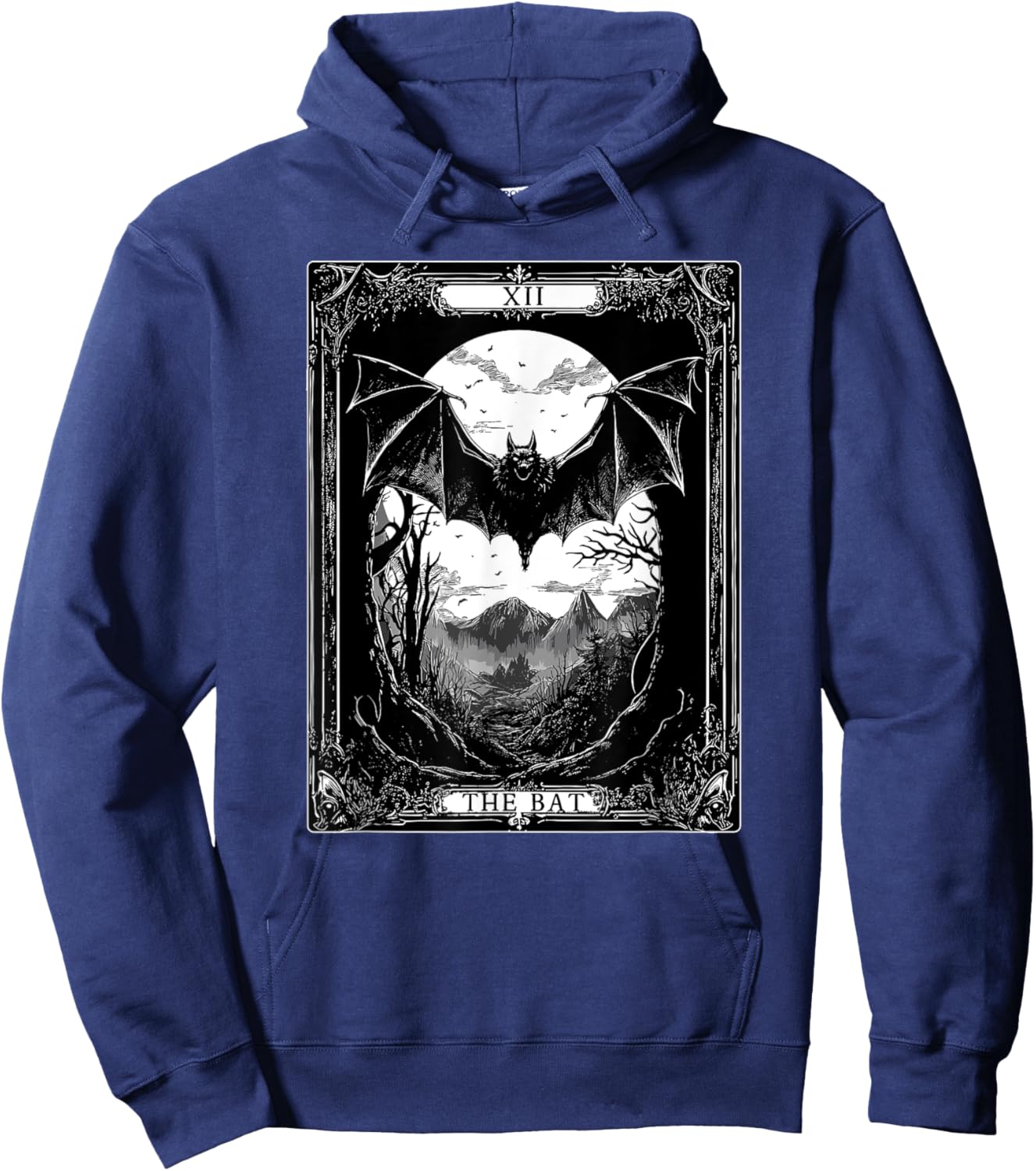 The Bat Tarot Card Vintage Gothic Halloween Hoodie - Hoodie | Navy