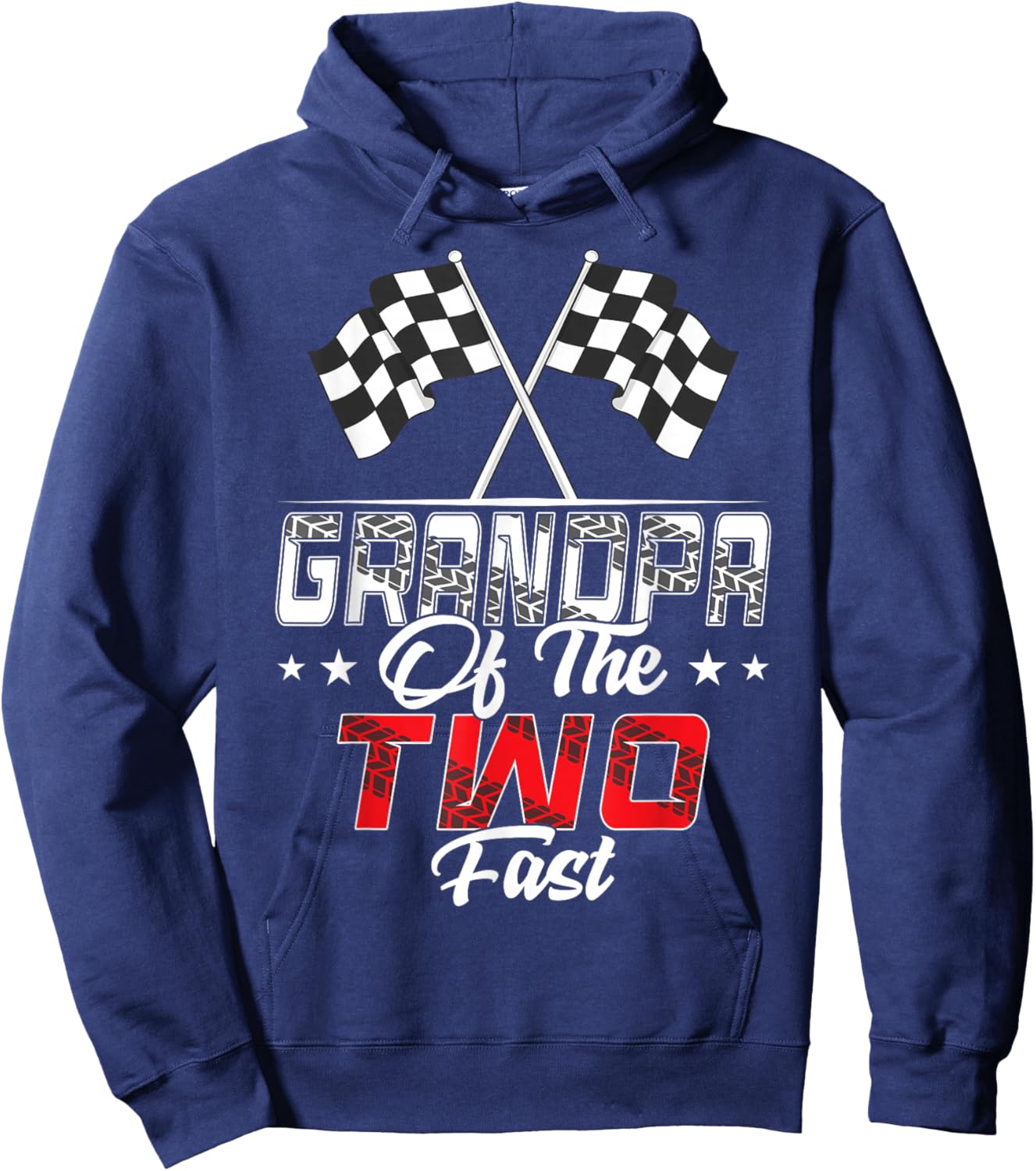 Grandpa Of The Two Fast Second Birthday Racing Car Family Hoodie - Hoodie | Navy