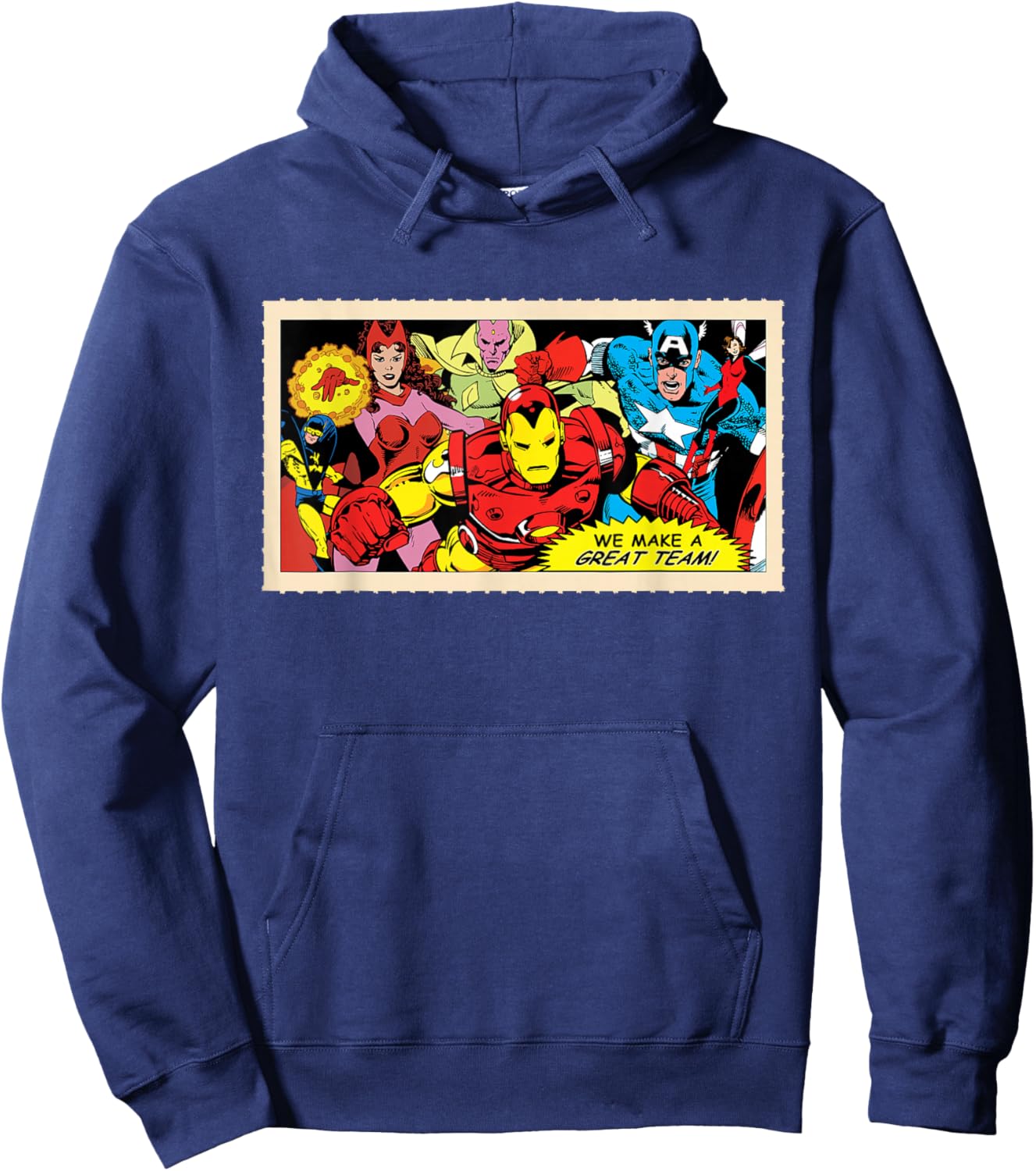 Marvel Avengers Retro '80s Valentine's Day Card A Great Team Hoodie - Hoodie | Navy