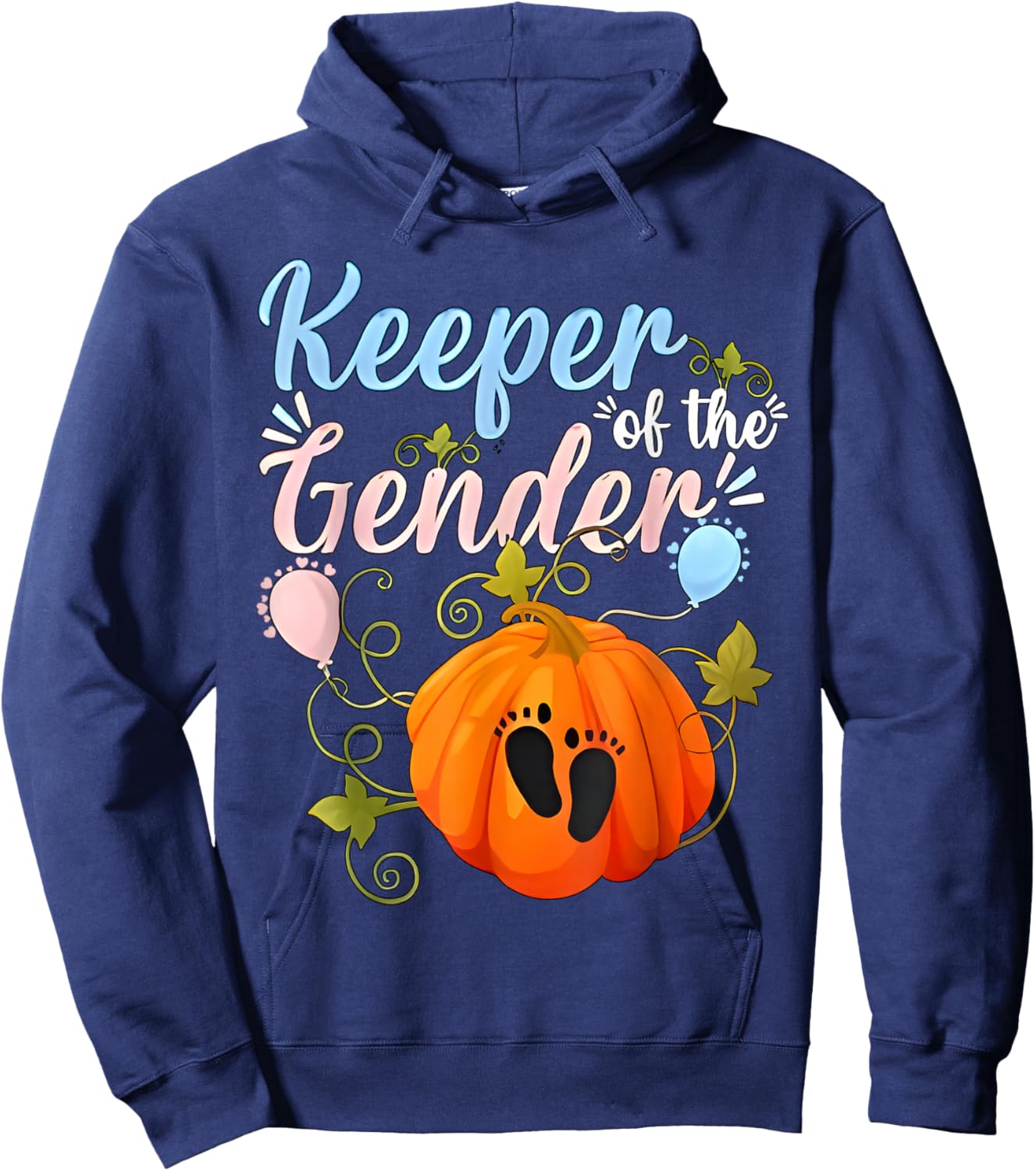 Keeper Of The Gender Reveal Baby Halloween Pregnancy Pumpkin Hoodie - Hoodie | Navy