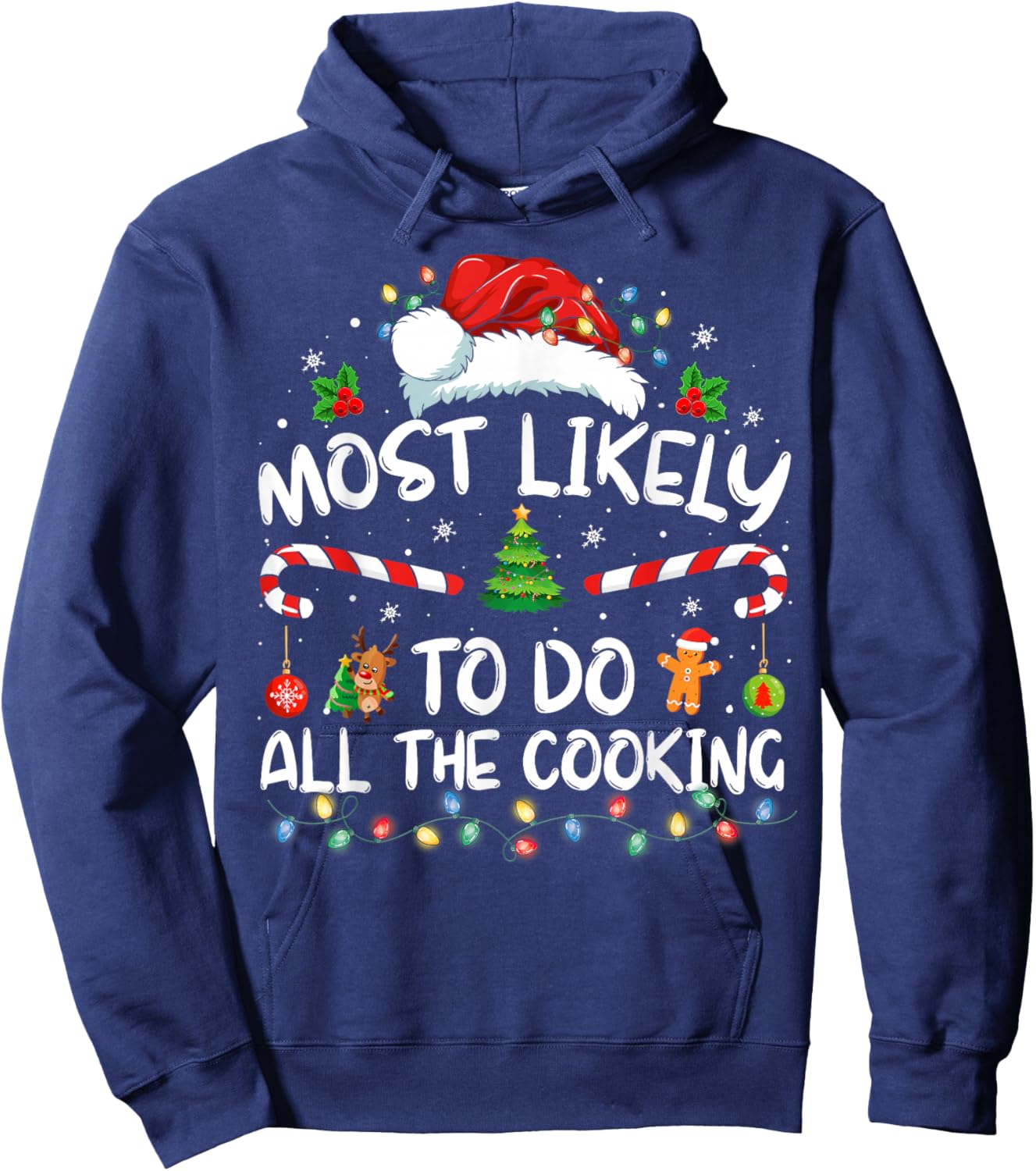 Most Likely To Do All The Cooking Family Christmas Pajamas Hoodie - Hoodie | Navy