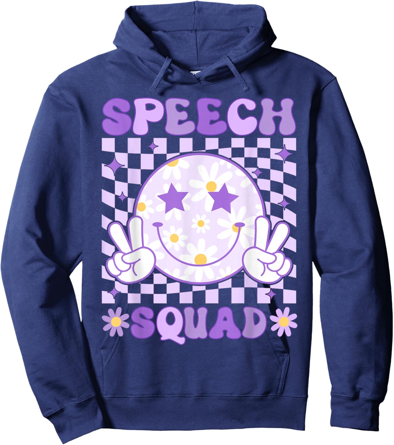 Groovy Speech Squad SLP Teacher Speech Language Pathologist Hoodie - Hoodie | Navy