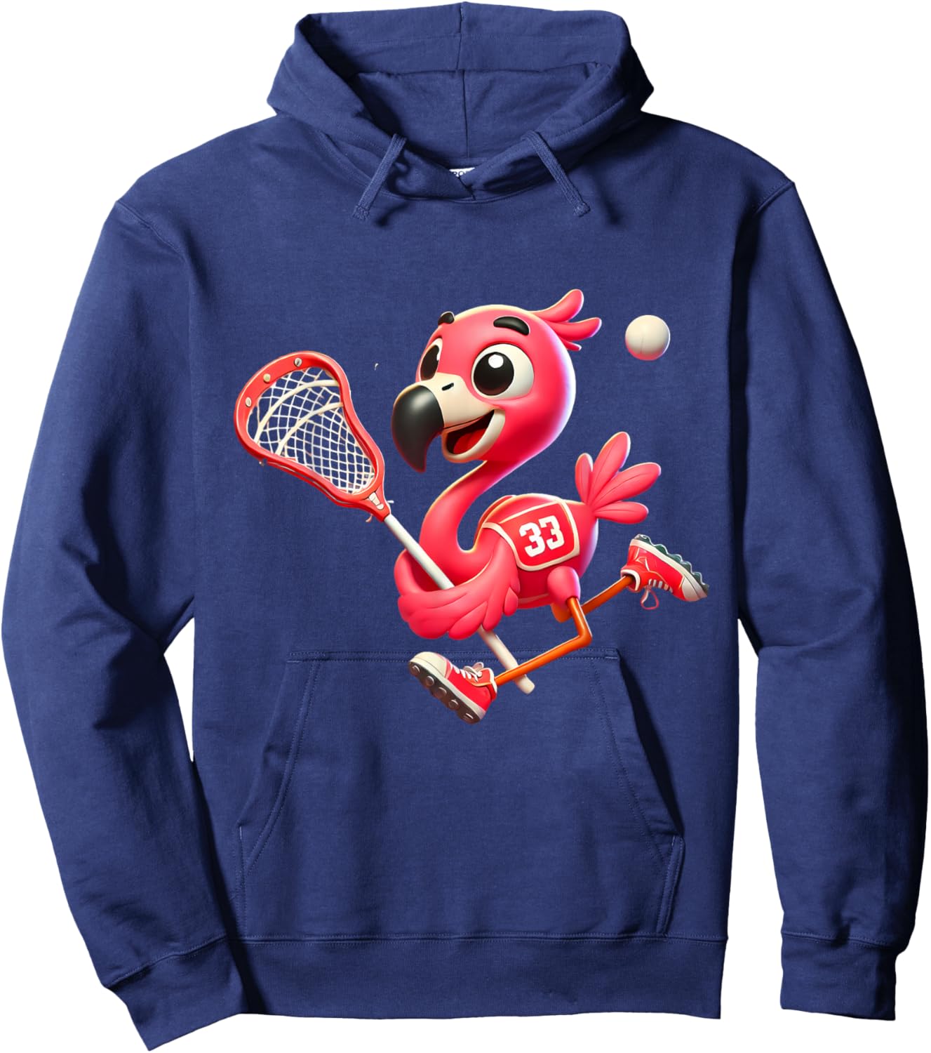 Flamingo Lacrosse Player Bird Lover Men Women Kids Hoodie - Hoodie | Navy