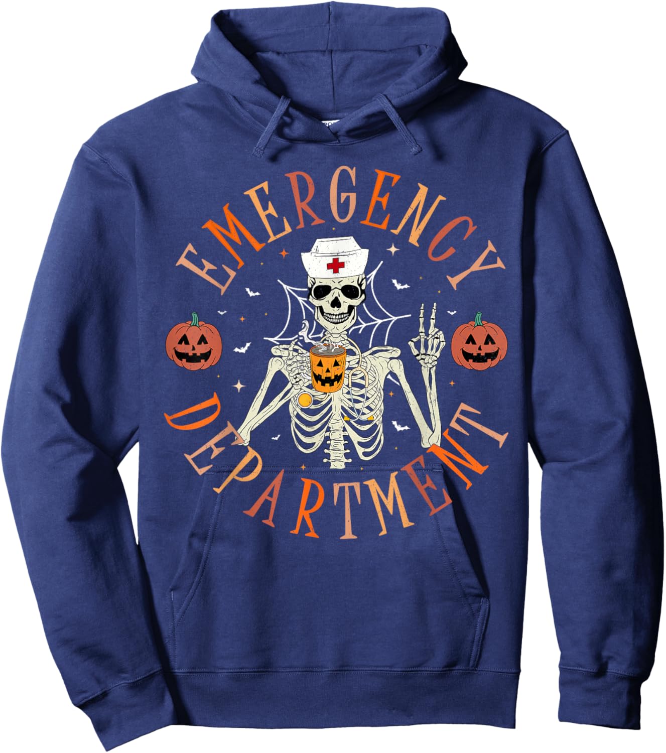 Emergency Department Skeleton ER Nurse Halloween Hoodie - Hoodie | Navy