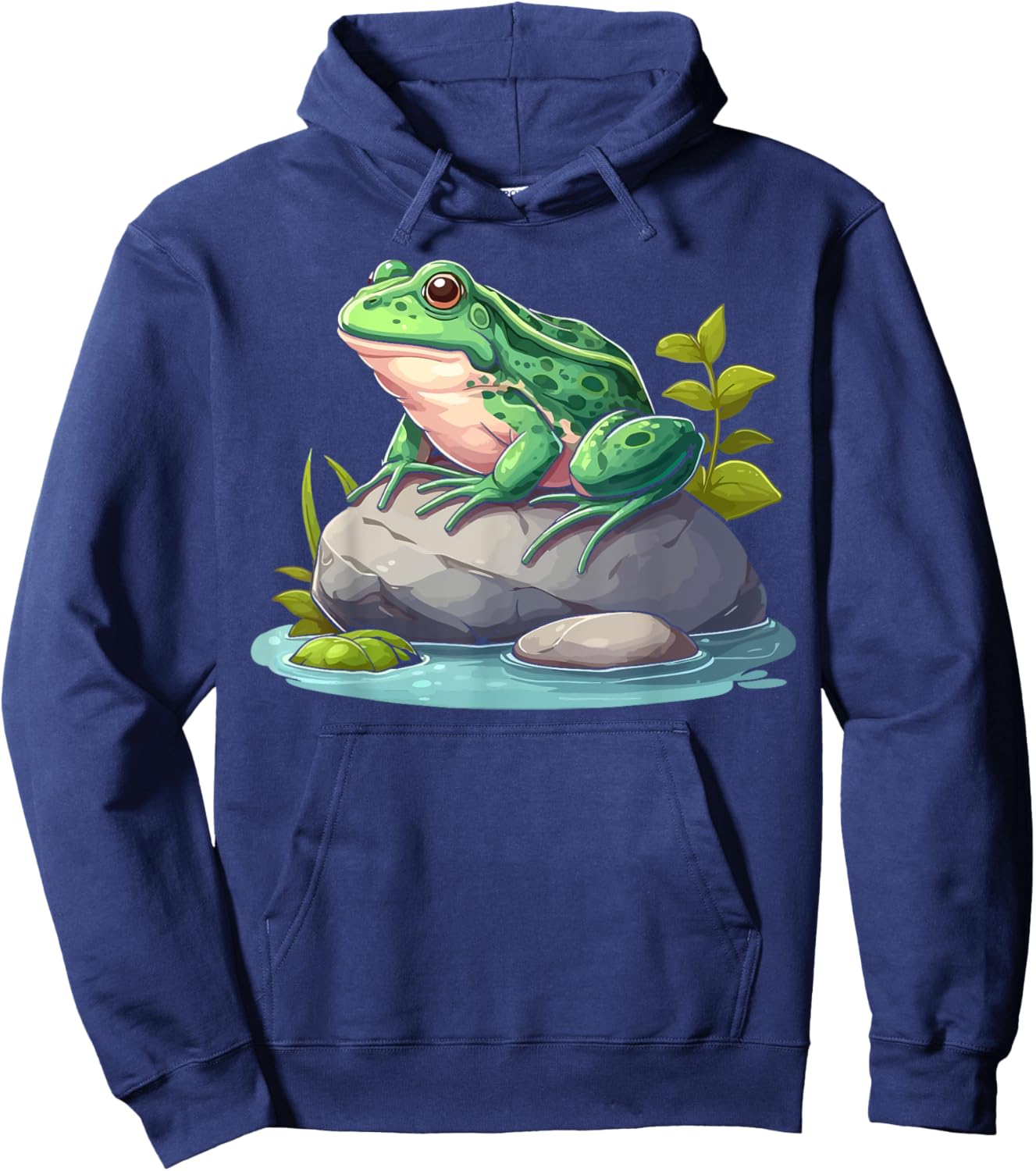 Frog Sitting On A Rock Funny Frog Lovers Hoodie - Hoodie | Navy