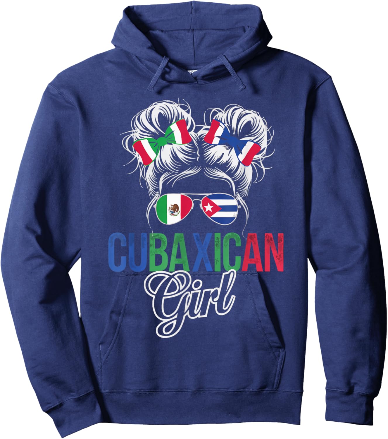 Half Cuban Half Mexican Country Mexico Flag Cuba Hoodie - Hoodie | Navy