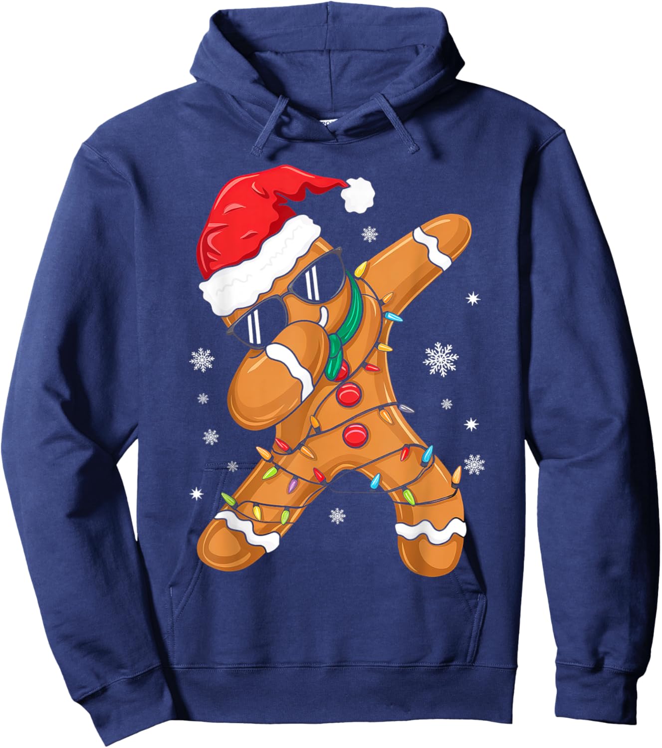 Dabbing Gingerbread Santa Christmas Family Matching Pajamas Hoodie - Hoodie | Navy