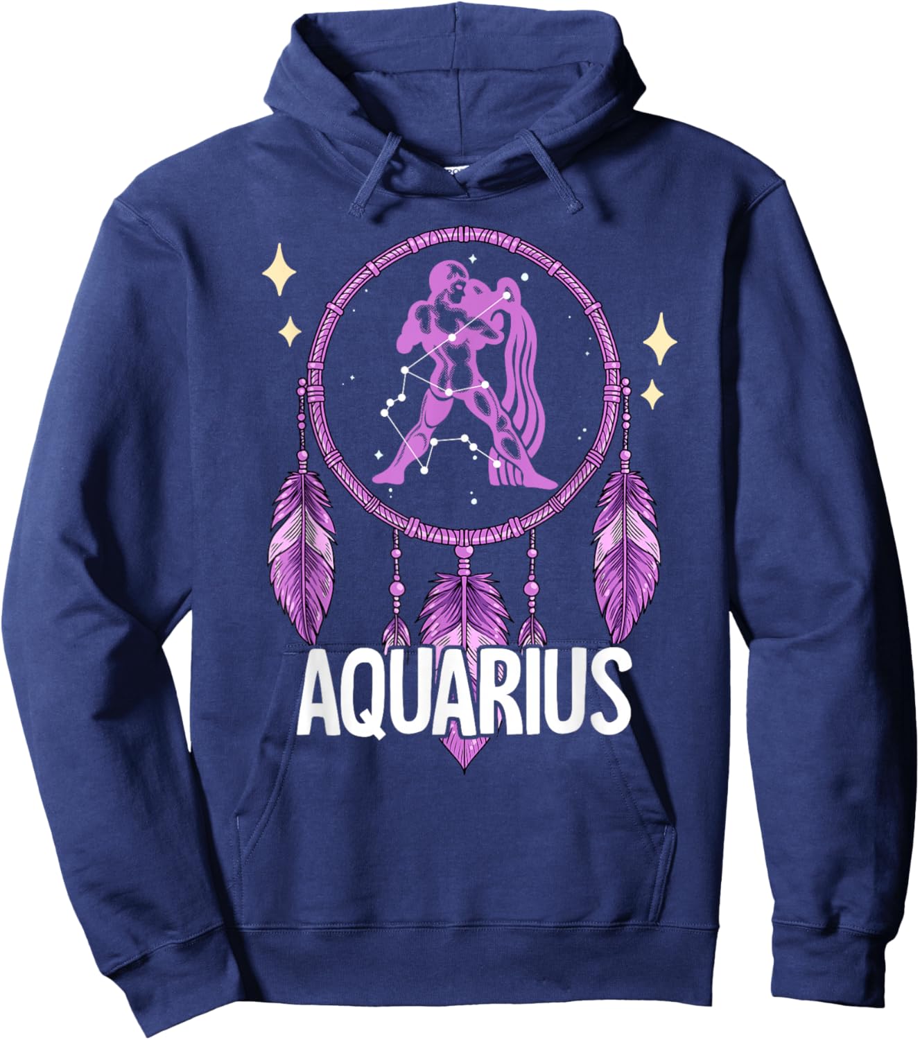 Aquarius Zodiac - -Adults, -Kids - Black - Small - Short Sleeve Hoodie - Hoodie | Navy