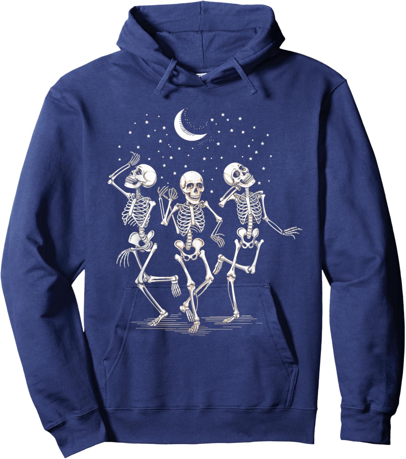 Skeleton Dance Moon Stars Night Halloween Party Hoodie - Hoodie | Navy