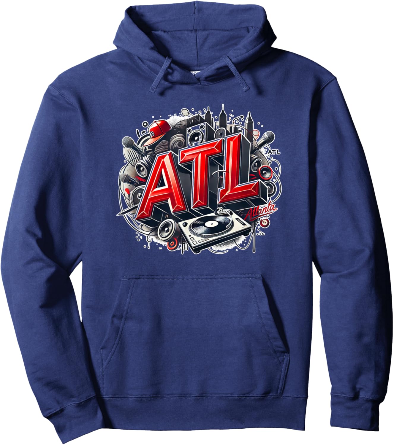 ATL / Atlanta DJ Hip Hop Turntable Hoodie - Hoodie | Navy