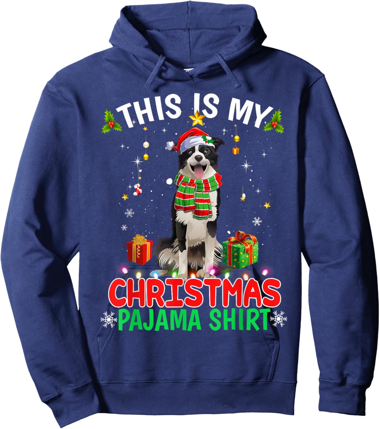 This Is My Christmas Pajama Shirt Border Collie Xmas Dogs Hoodie - Hoodie | Navy