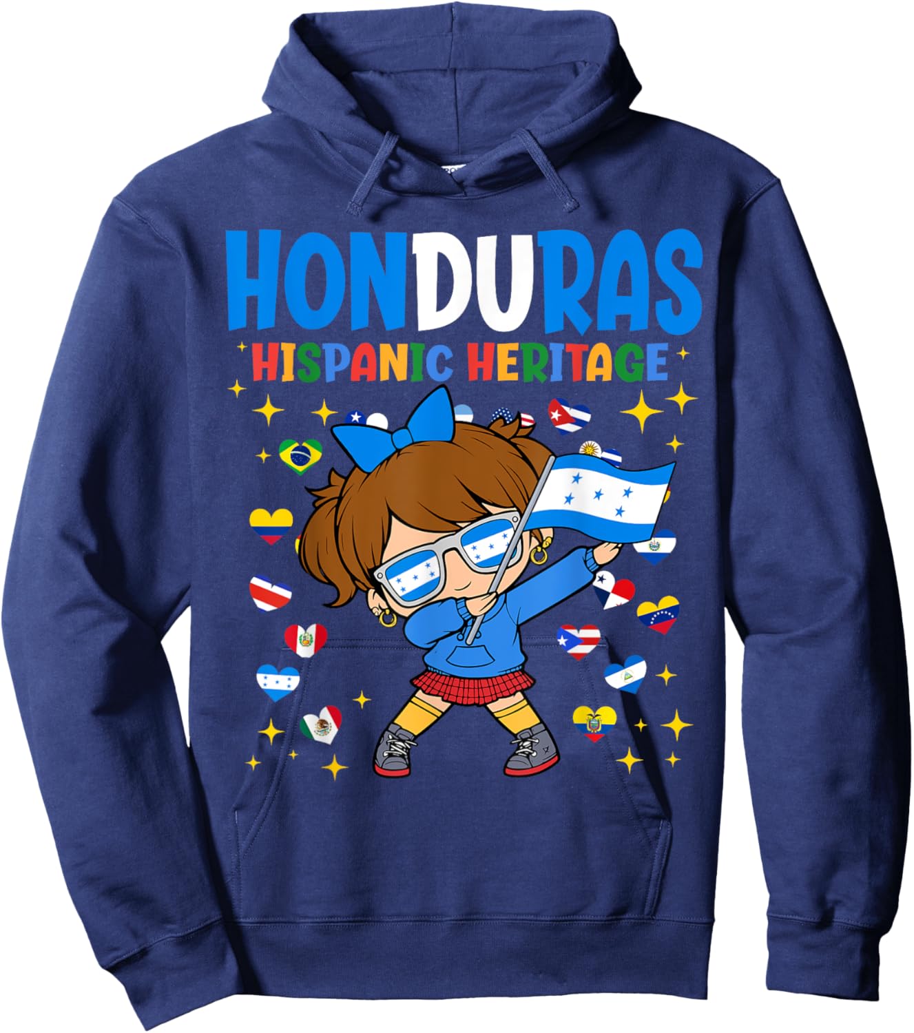 Hispanic Heritage Month Honduras Flag Honduran Girl Kids Hoodie - Hoodie | Navy