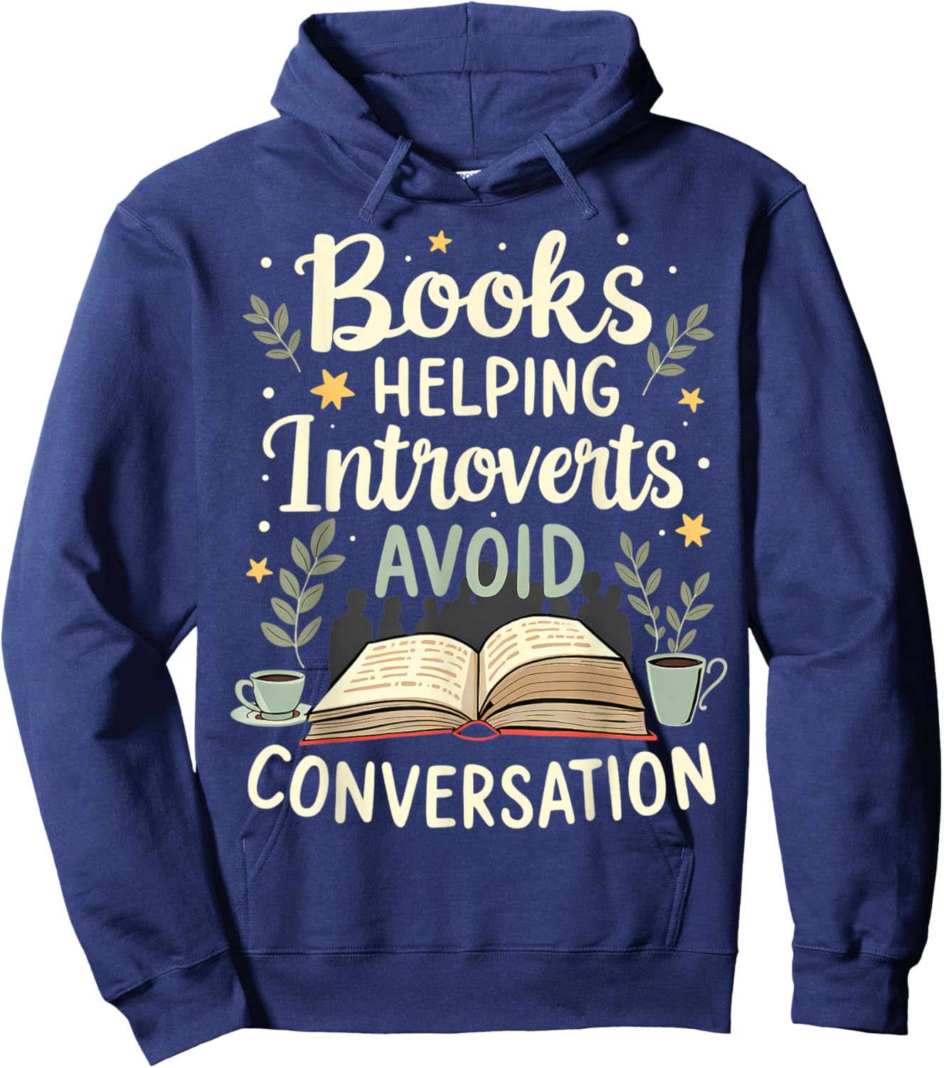 Books Helping Introverts Avoid Conversation Funny Introvert Hoodie - Hoodie | Navy