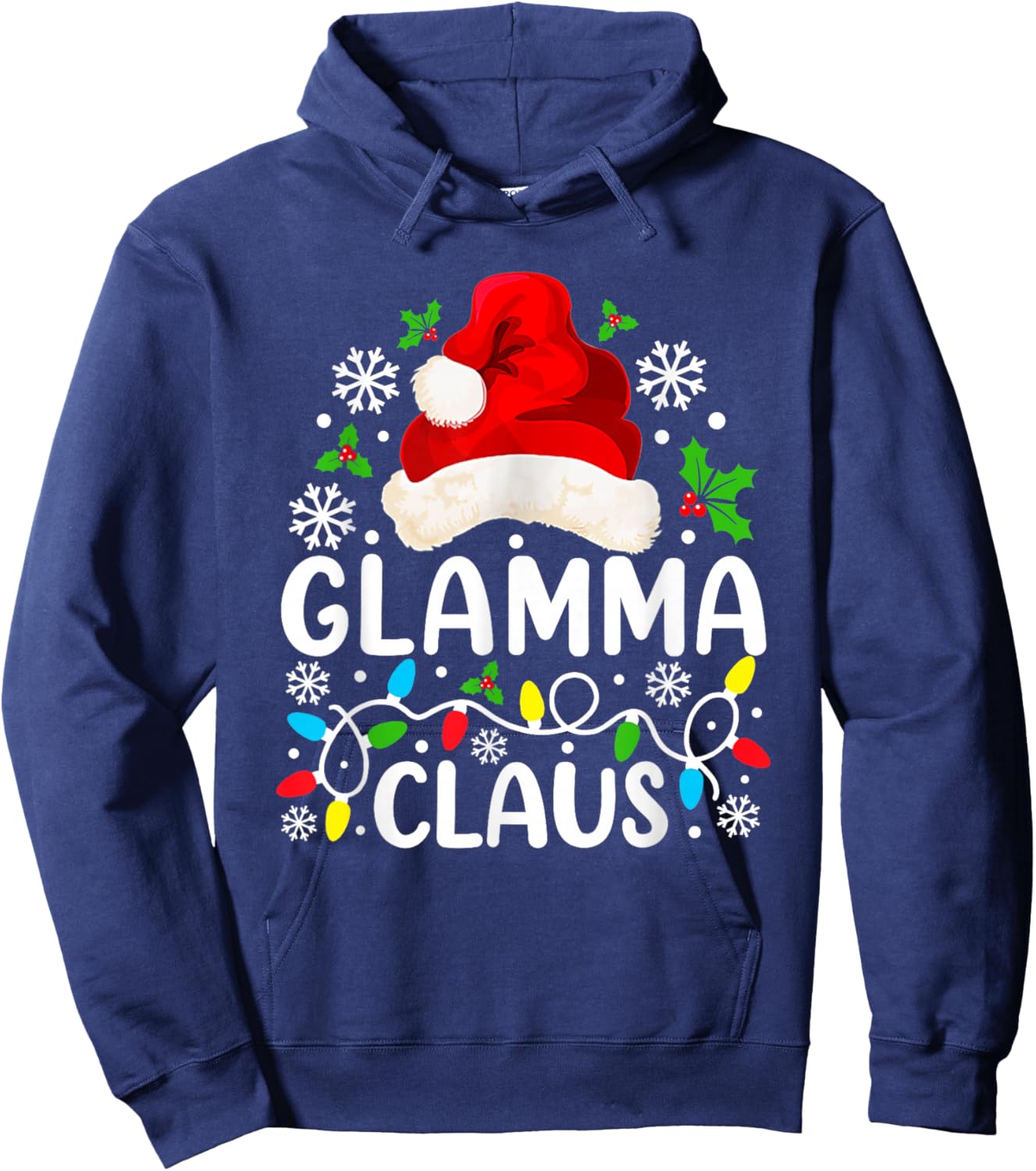 Glamma Claus Funny Christmas Family Matching Grandma Hoodie - Hoodie | Navy