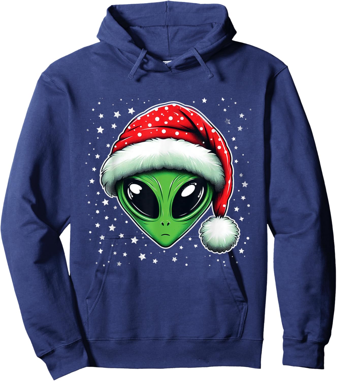 Christmas Alien Santa Hat Xmas Funny Alien Men Women Hoodie - Hoodie | Navy