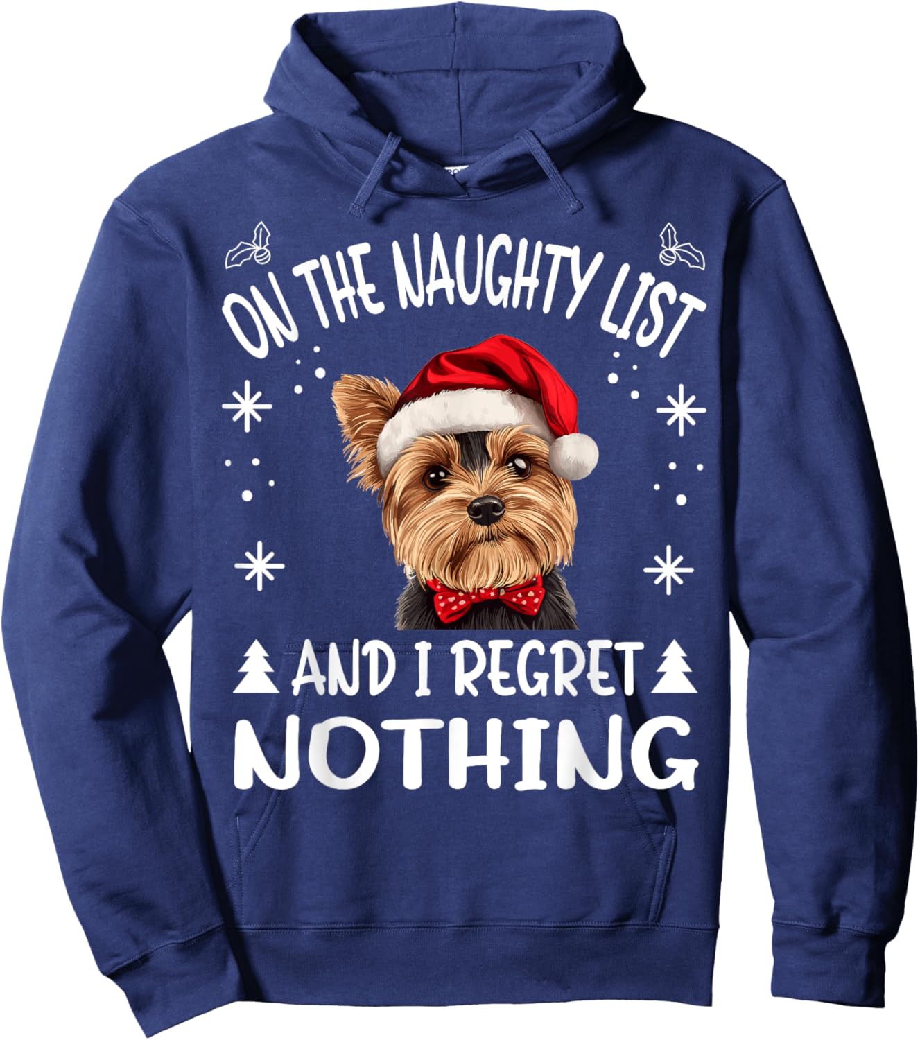 Cute Yorkshire Terrier Yorkie dog Dog Christmas On The Men Women Hoodie - Hoodie | Navy
