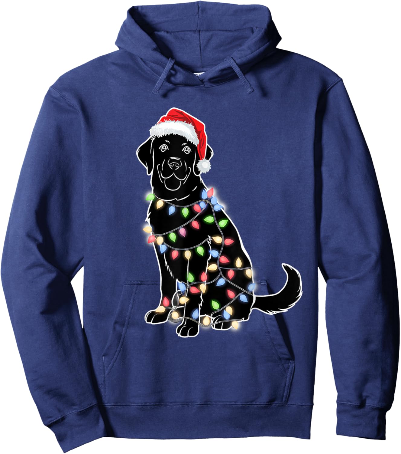 Santa Beagle Christmas Tree Light Pajama Dog Xmas Hoodie - Hoodie | Navy