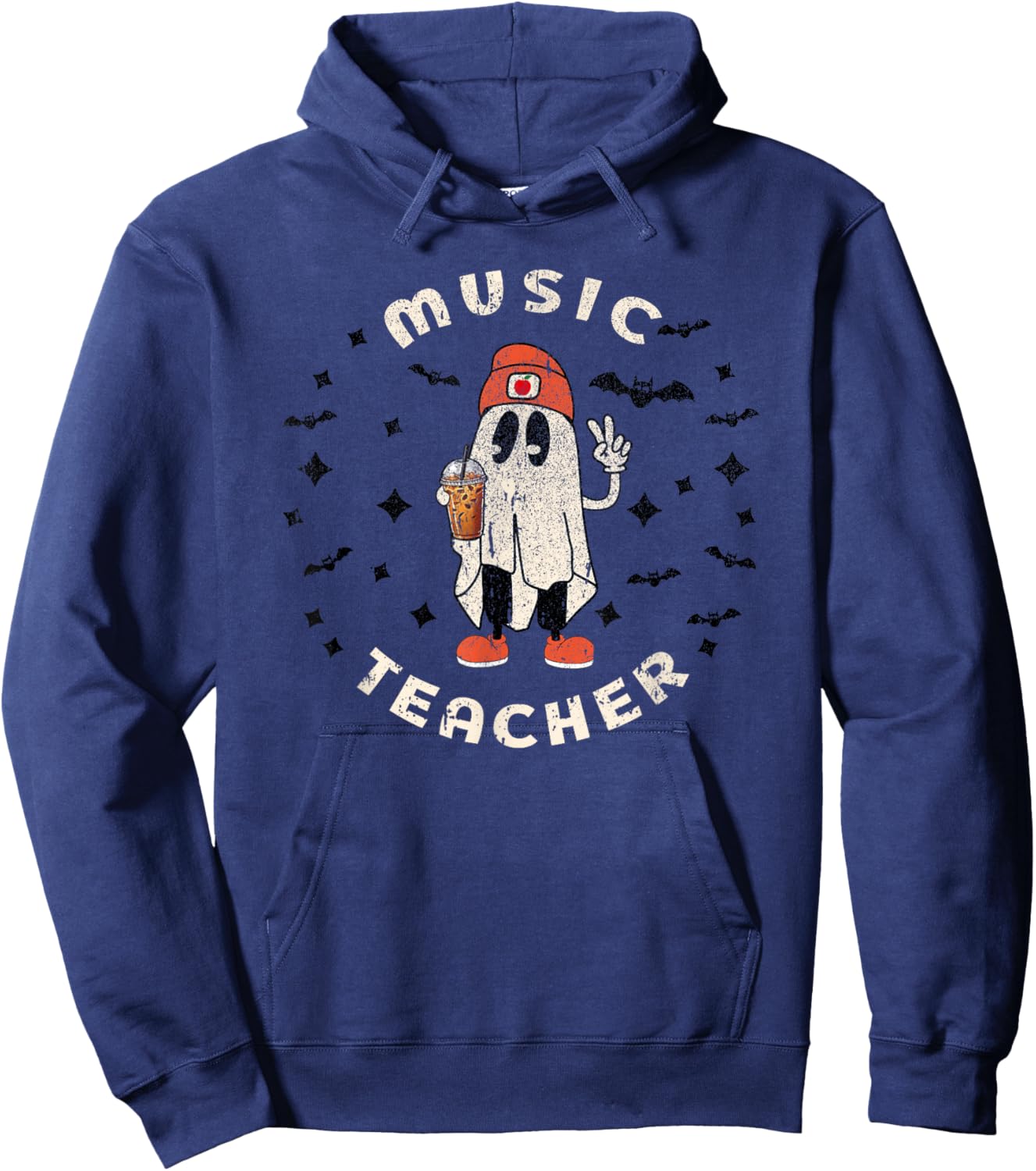 Music Teacher Halloween Piano Educator Women Men Funny Fall Hoodie - Hoodie | Navy