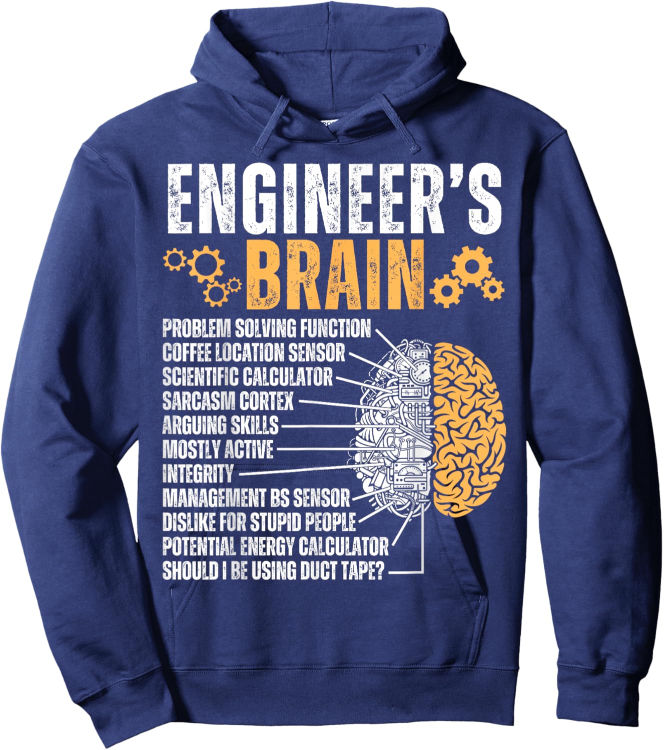 Engineer's Brain Funny Sarcastic Engineering Process Hoodie - Hoodie | Navy