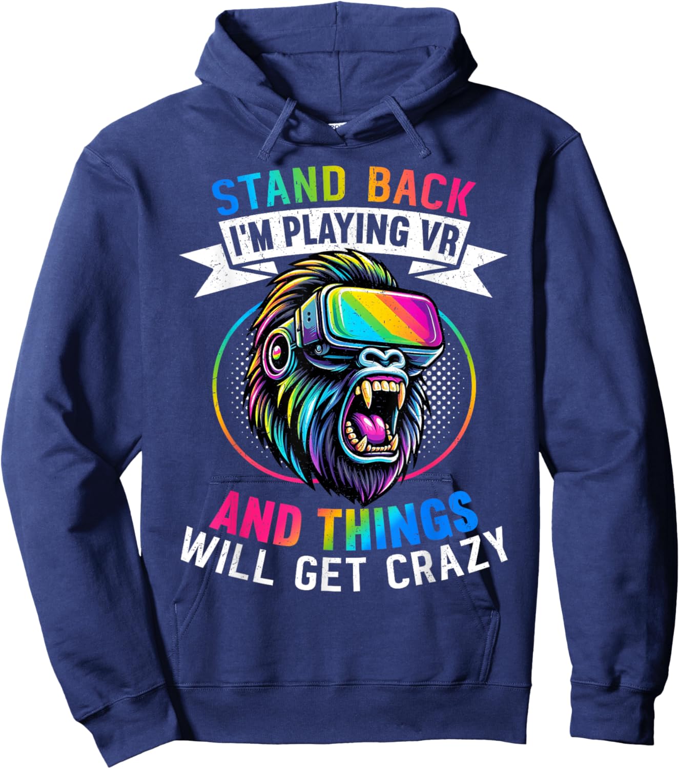 Virtual Reality Athlete Funny VR Gamer Console Headset Hoodie - Hoodie | Navy