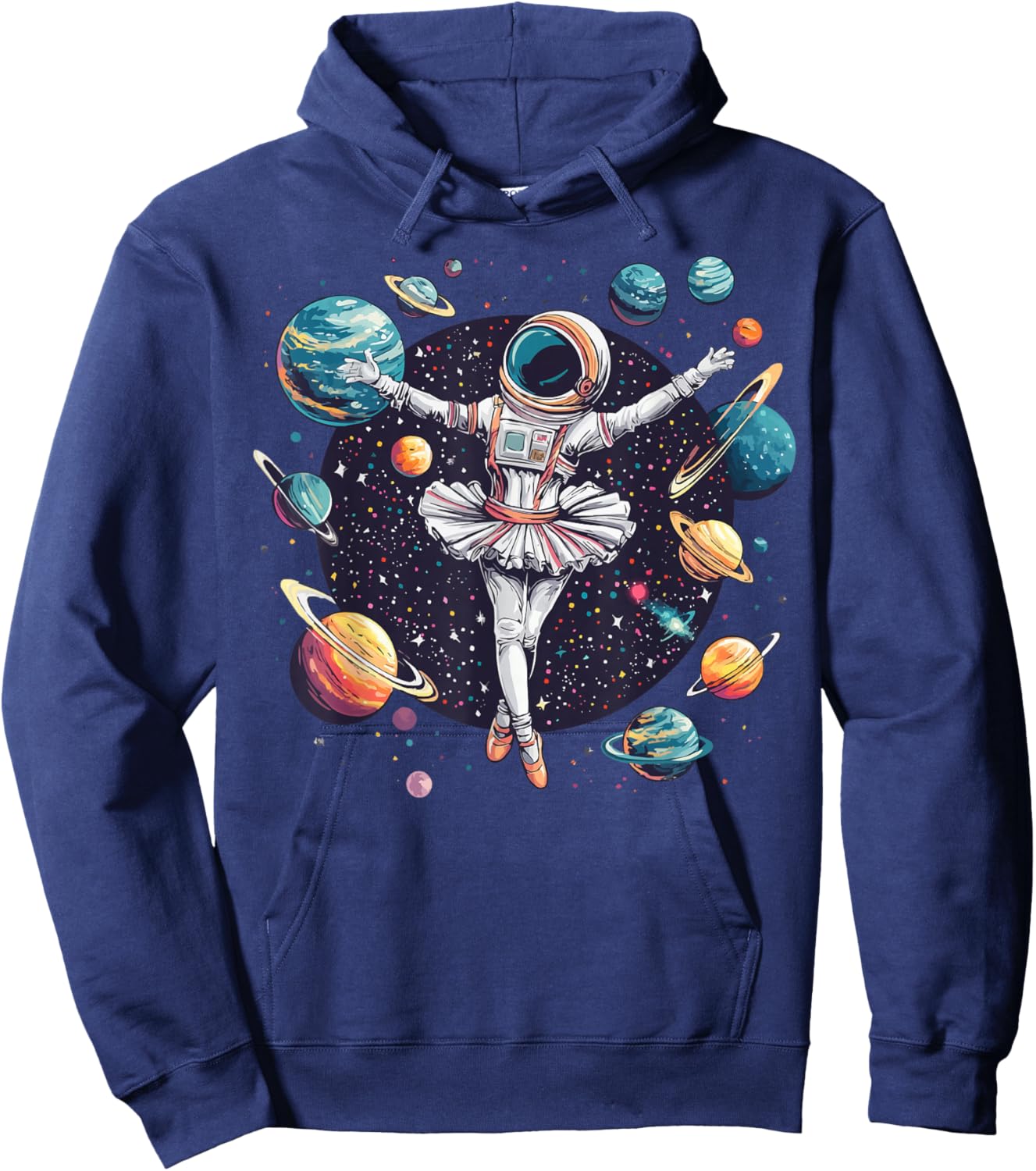 Astronaut Ballerina Dancing In Space Planets Galaxy Kid Girl Hoodie - Hoodie | Navy