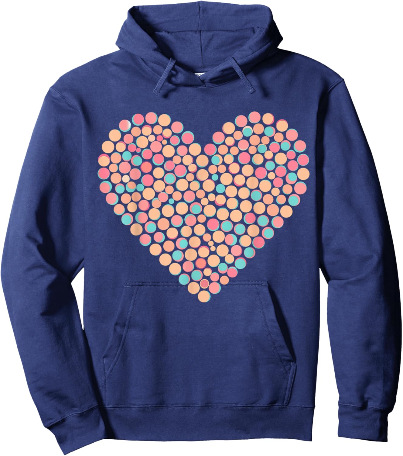Colorful Heart Polka Dot Hoodie - Hoodie | Navy