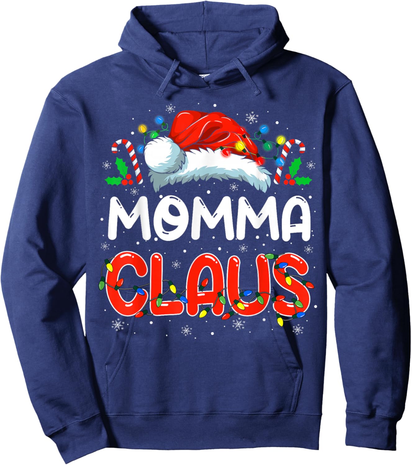 Momma Claus Christmas Family Matching Pajamas Funny Xmas Hoodie - Hoodie | Navy