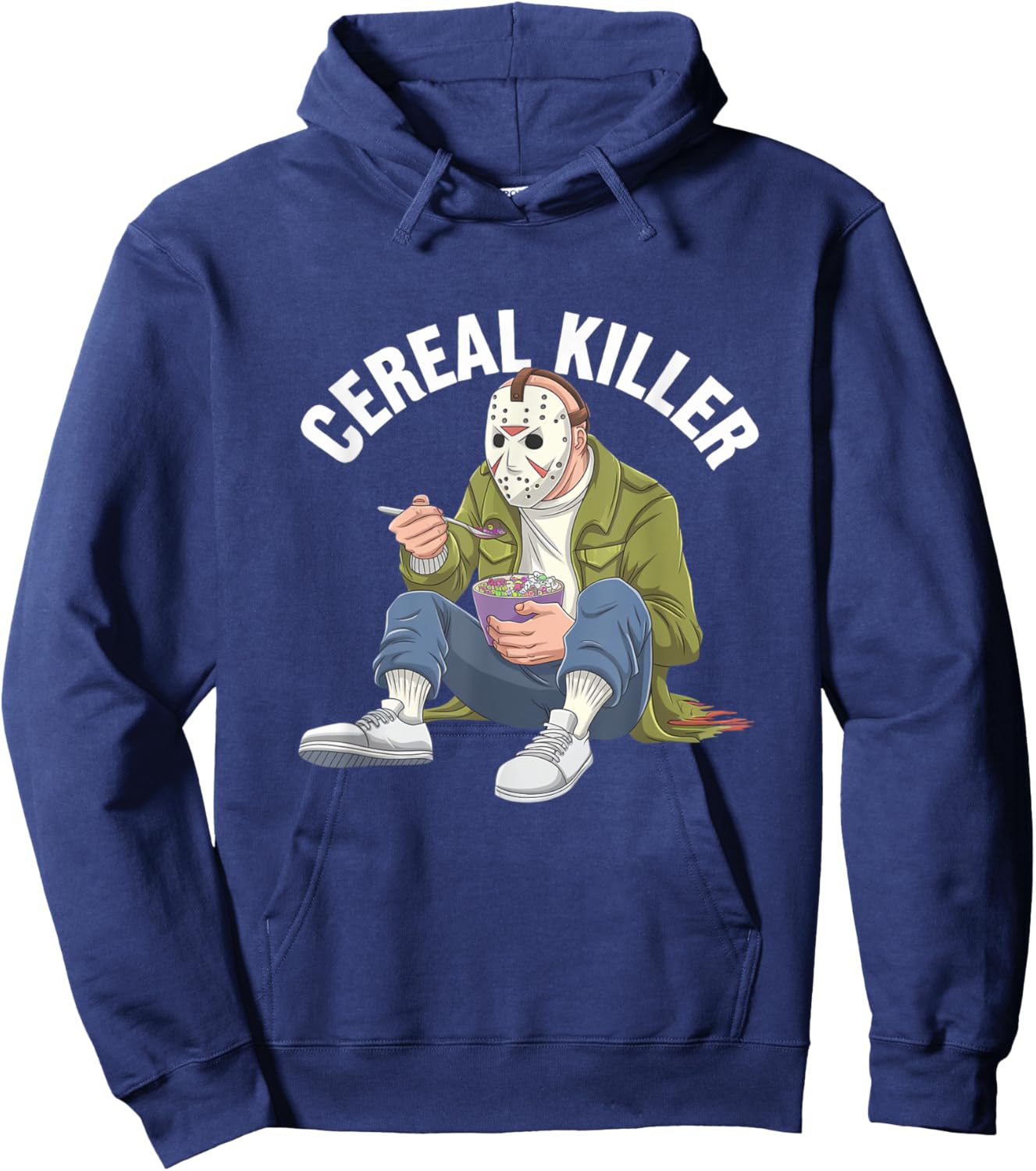 Cereal Killer Funny Halloween Horror Movie Masked Man Hoodie - Hoodie | Navy