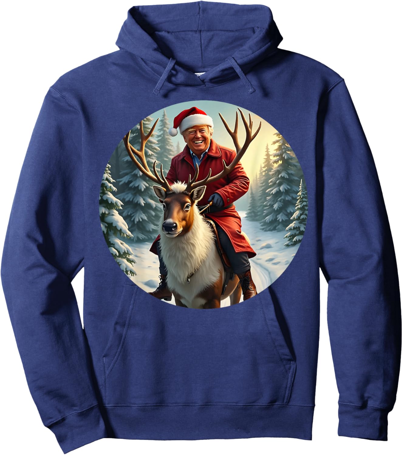 Santa Trump Xmas Donald Apparel Funny Christmas Pajamas Hoodie - Hoodie | Navy