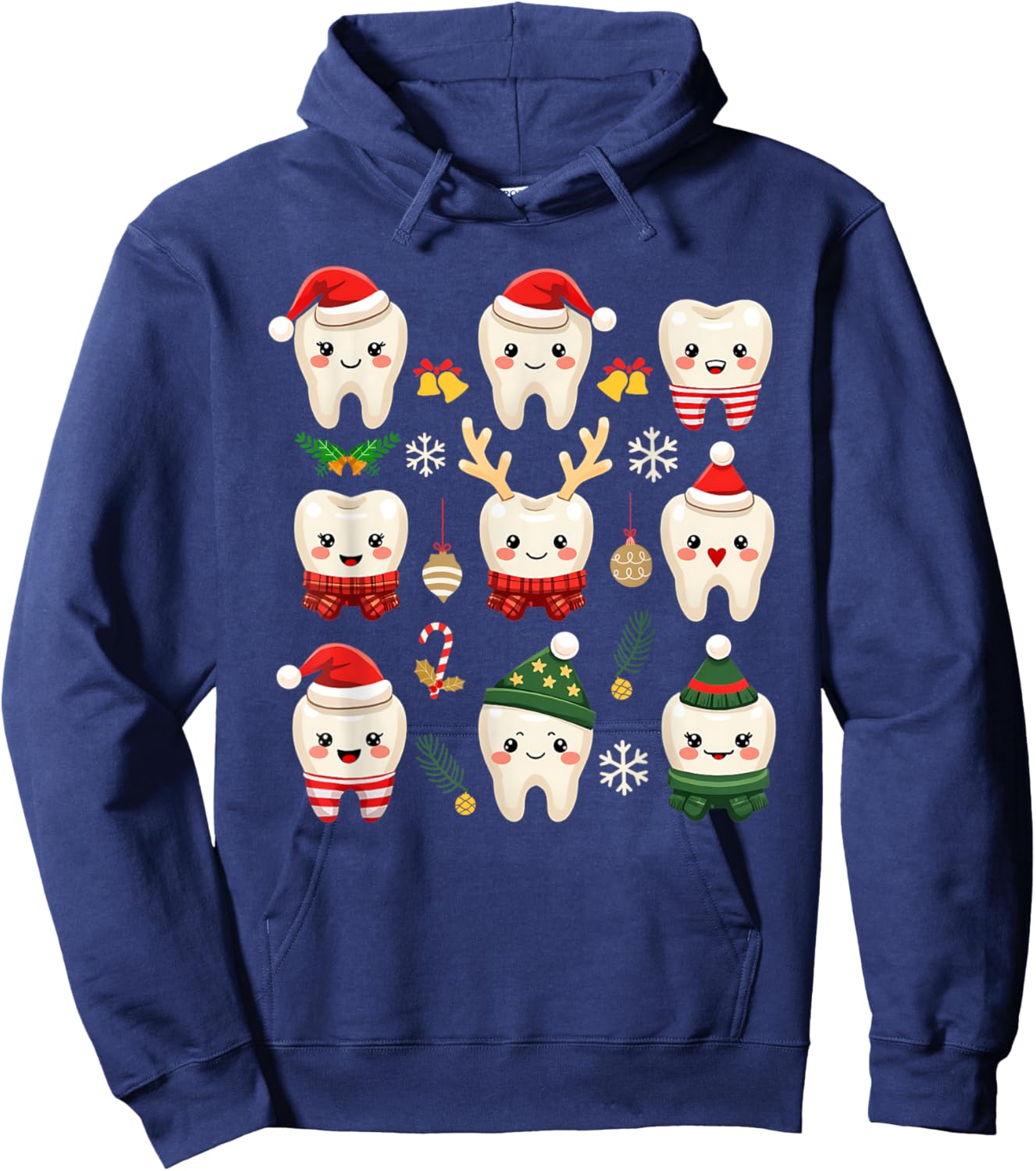 Funny Dental Christmas Teeth Cute Xmas Dentist Squad Crew Hoodie - Hoodie | Navy