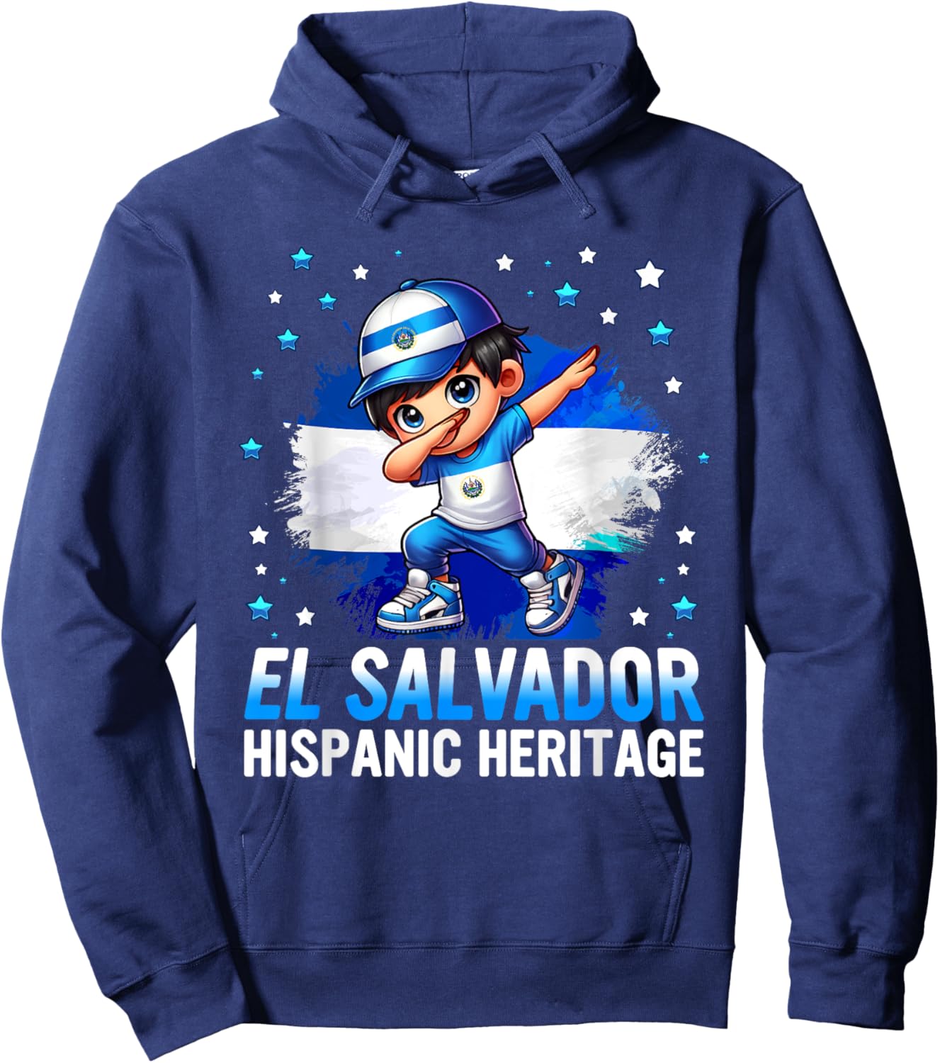 El Salvador Dabbing Kid Hispanic Heritage Salvadorian Roots Hoodie - Hoodie | Navy