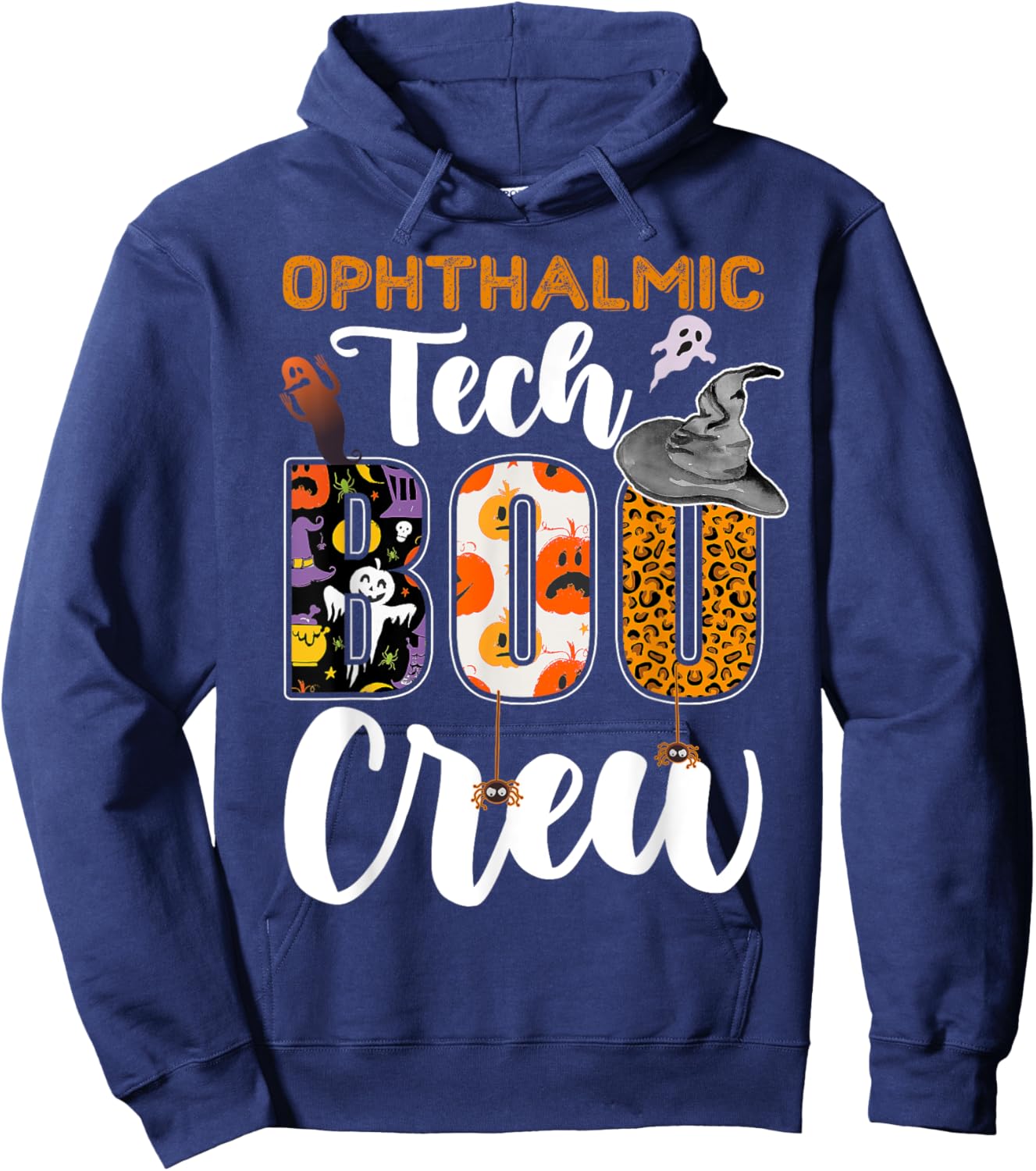 Ophthalmic Tech Boo Crew Halloween Matching Technician Hoodie - Hoodie | Navy