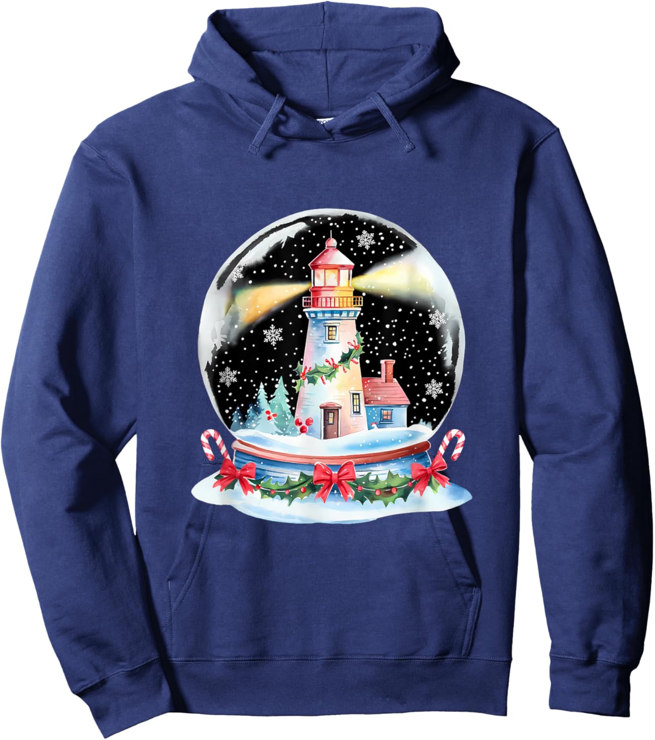 Christmas Ball Lighthouse Xmas Merry Christmas Winter Hoodie - Hoodie | Navy